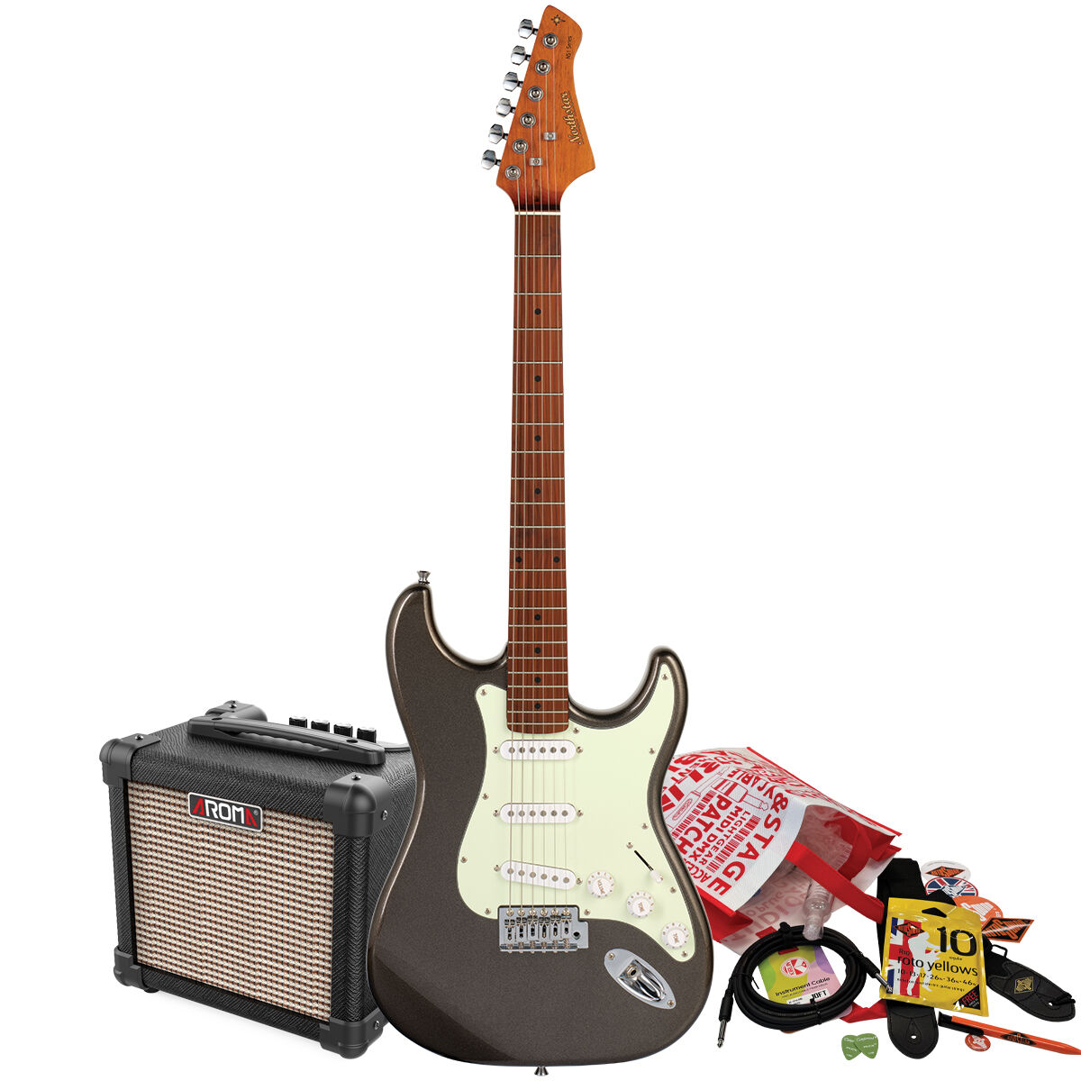 Northstar by Tanglewood S-Style Electric Guitar Pack with Amp (Charcoal Frost)
