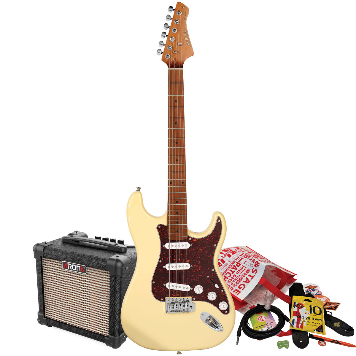 Northstar by Tanglewood S-Style Electric Guitar Pack with Amp (Vintage White)