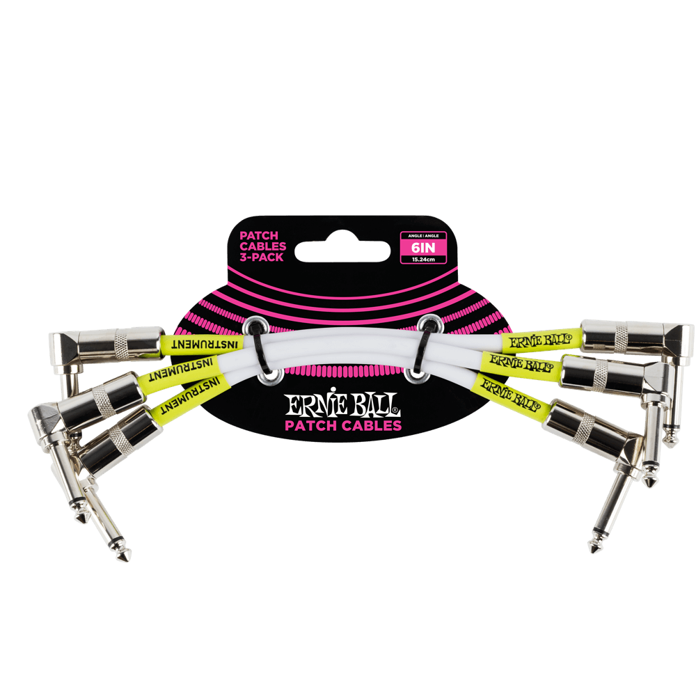 Ernie Ball 6 Inch 3 Pack Classic Patch Cables (White)