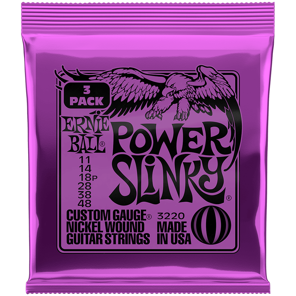 Ernie Ball 3 Pack Power Slinky Electric Guitar Strings (11/48)