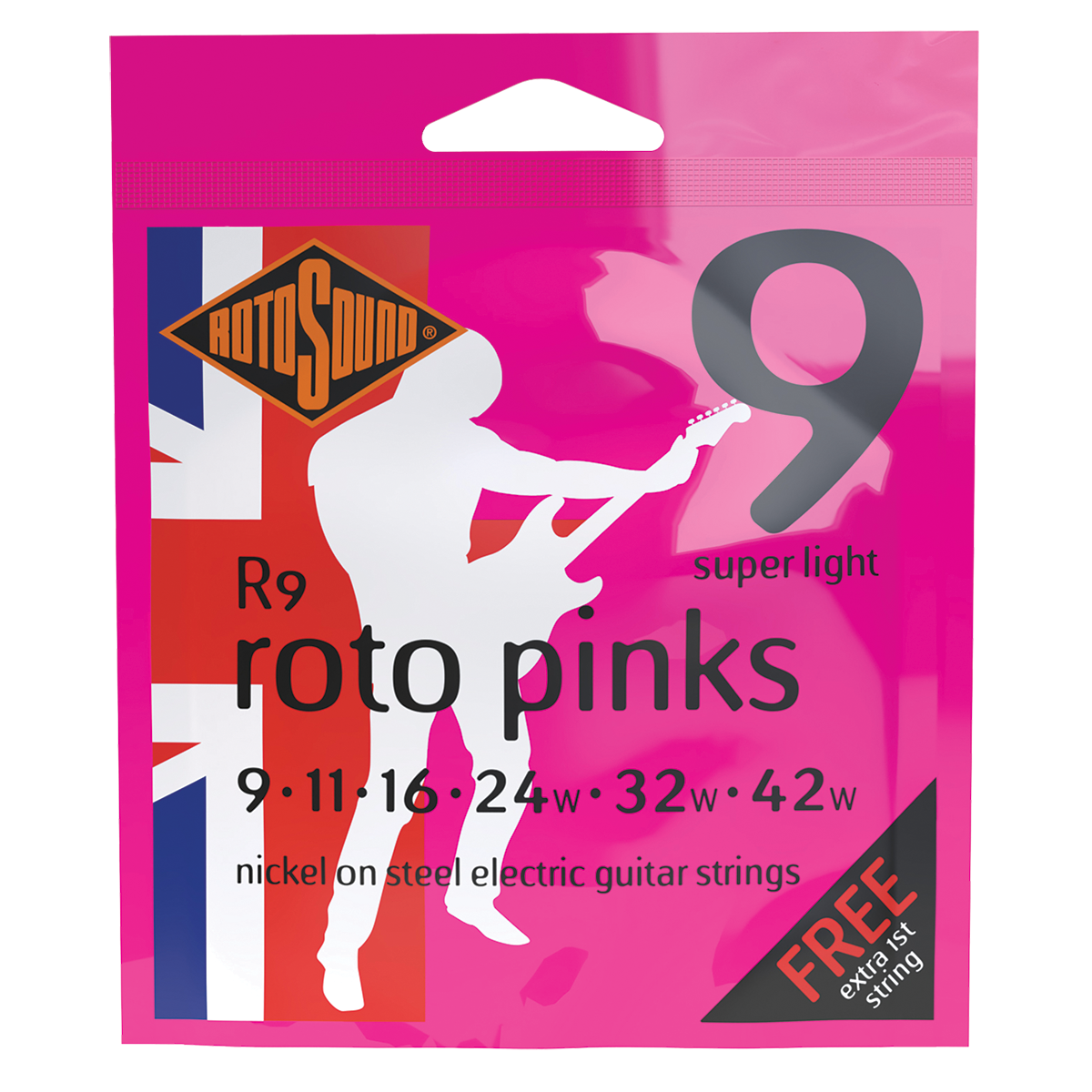 Rotosound R9 Roto Pink Super Light Electric Guitar Strings (9/42)