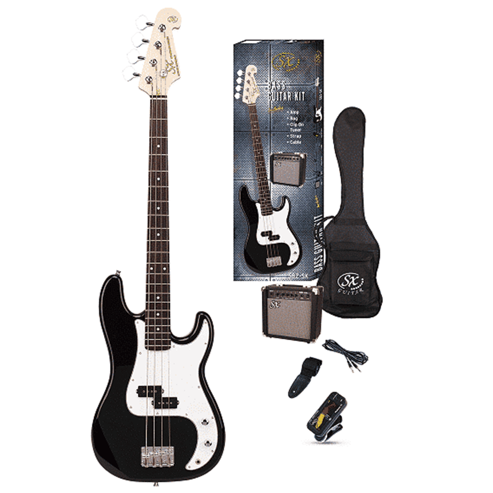 SX Standard Seriers P-Bass Guitar Pack with Amp (Black)