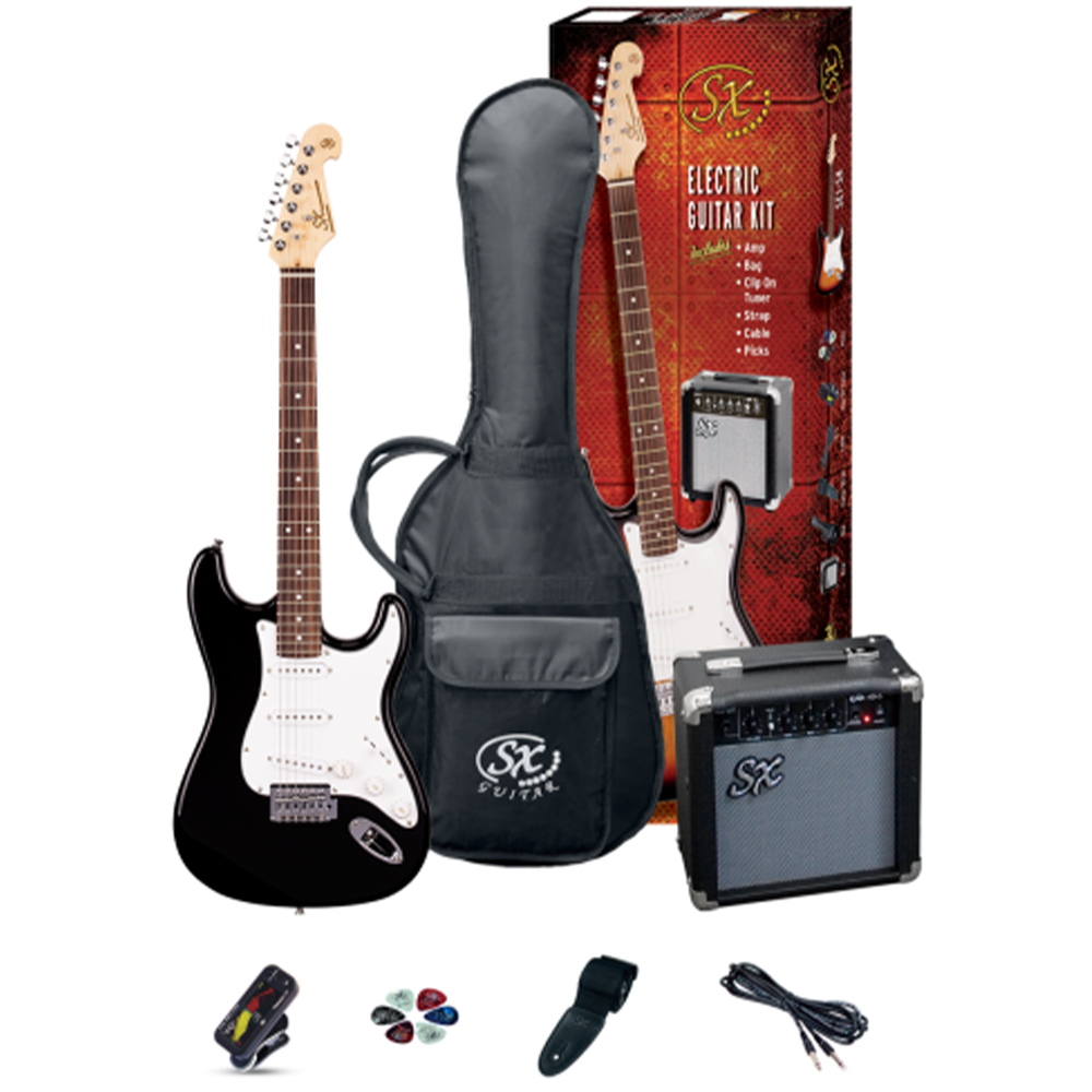 SX Standard Series Electric Guitar Pack with Amp (Black)