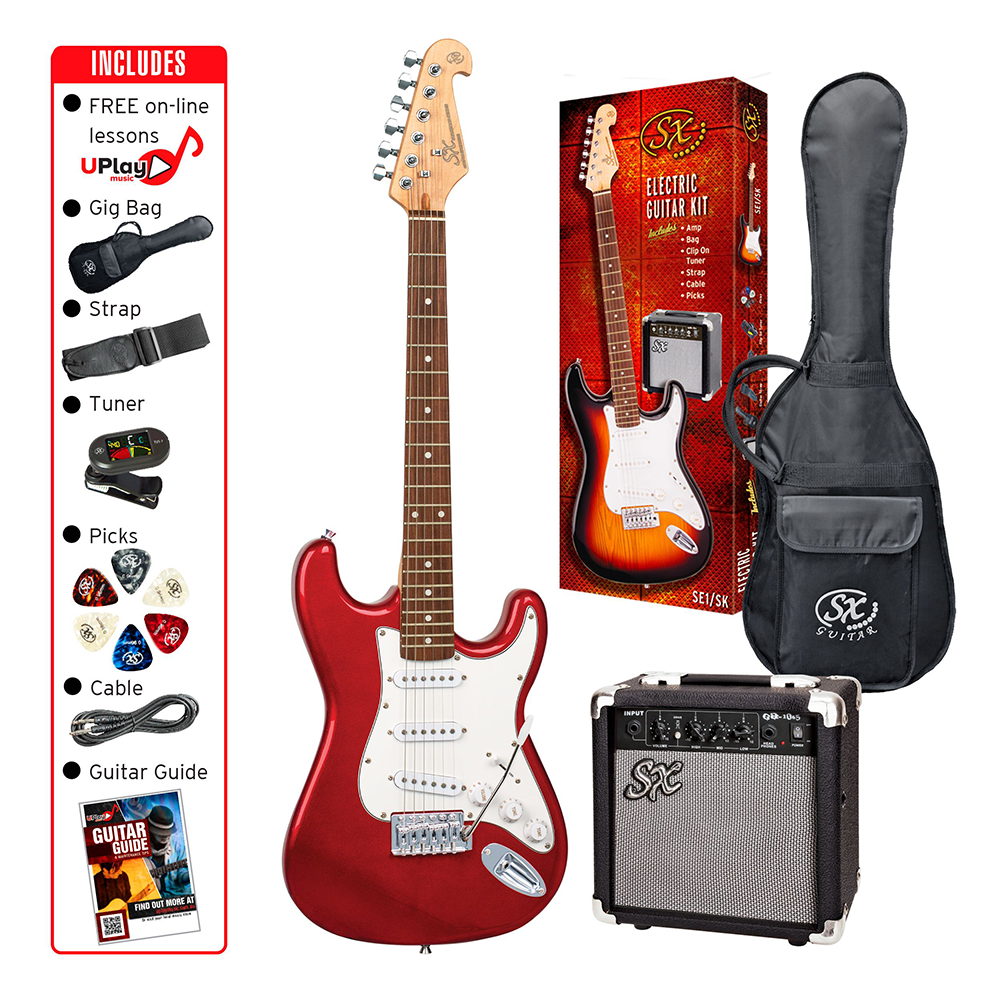 SX SE1 Electric Guitar Pack with Amplifier (Candy Apple Red)