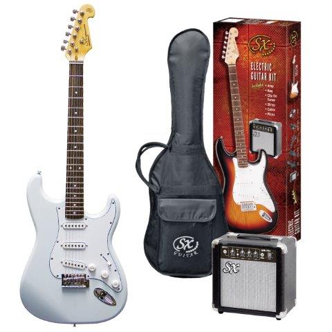 SX Standard Series Electric Guitar Pack with Amp (White)