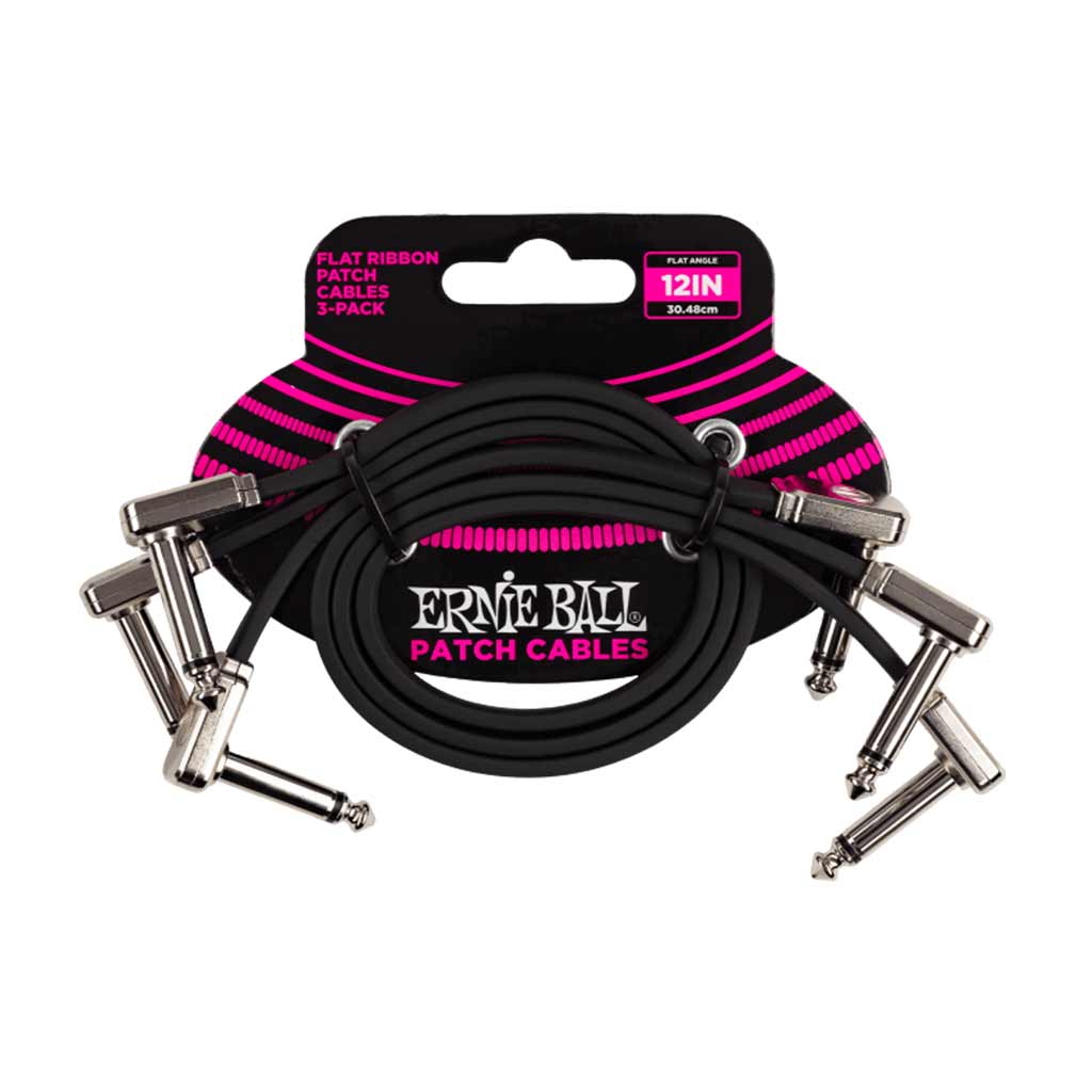 Ernie Ball 12" Flat Ribbon Patch Cable - 3-Pack