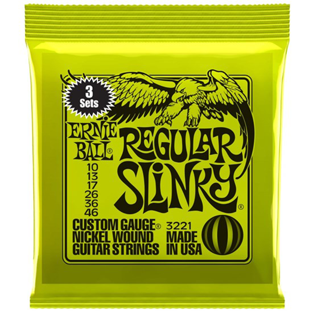 Ernie Ball Regular Slinky 3-Pack 6-String Electric Guitar Strings (10/46)