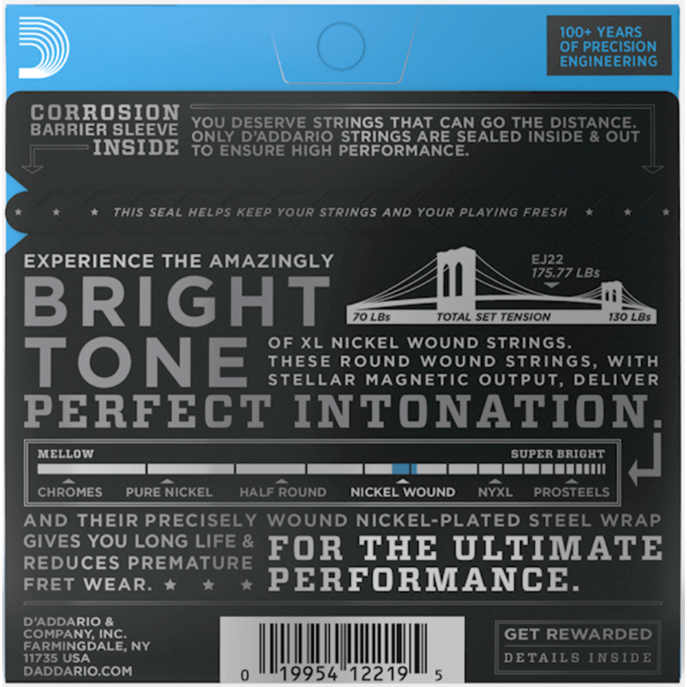 D'Addario EJ22 Jazz Medium Electric Guitar Strings (13/56)