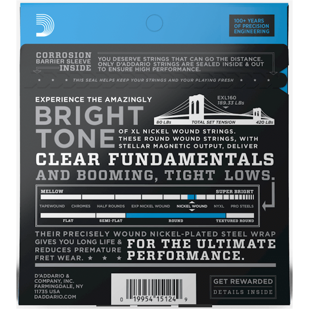 D'Addario EXL160 Medium Bass Guitar Strings (50/105)