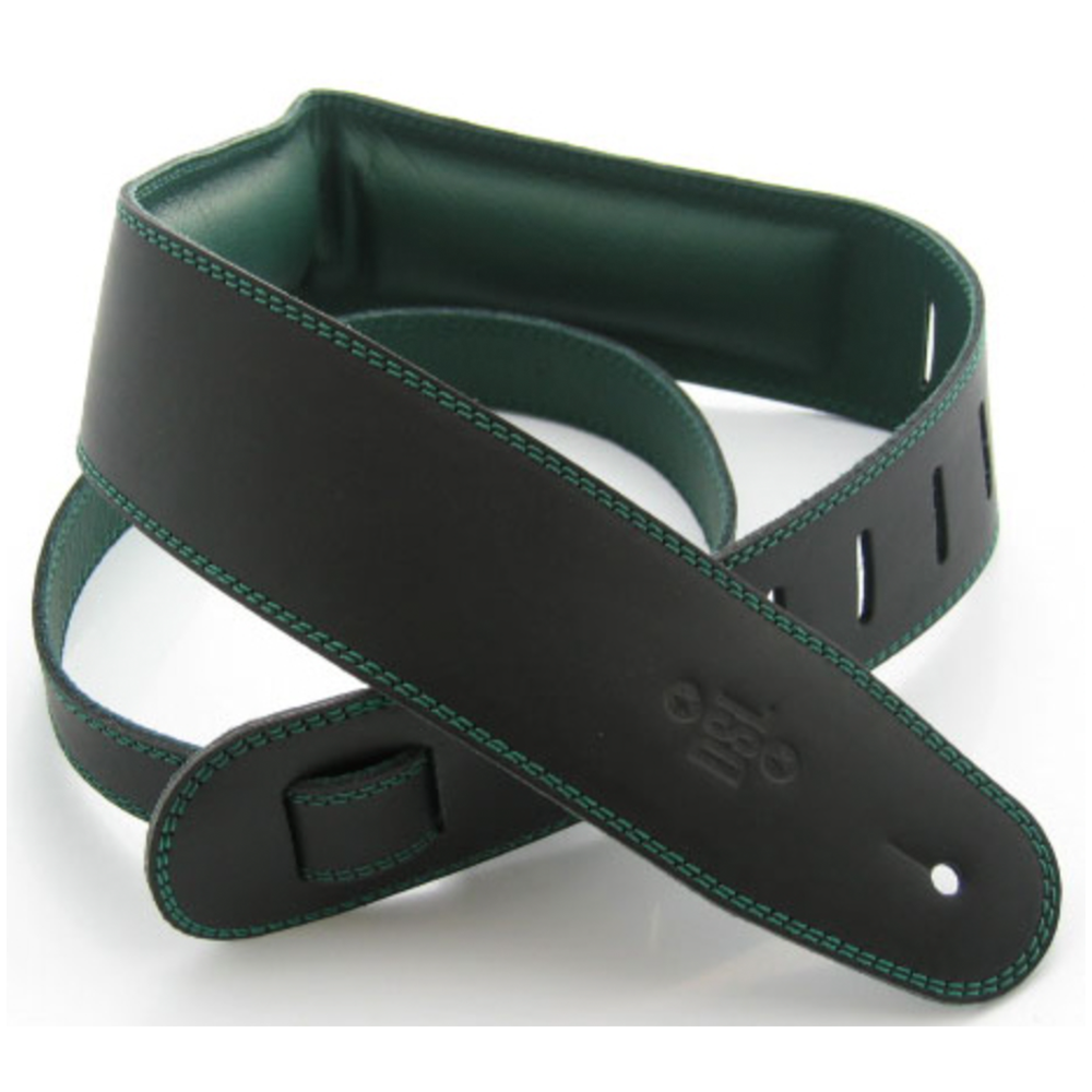 DSL 2.5" GEG Series Padded Guitar Strap (Black/Green)