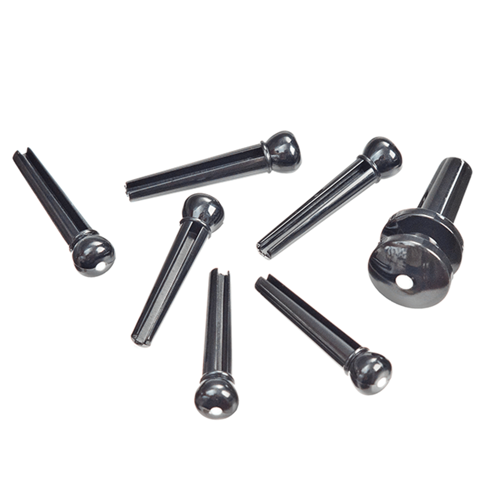 D'Addario Plastic Bridge Pins (Black with Ivory Dot)