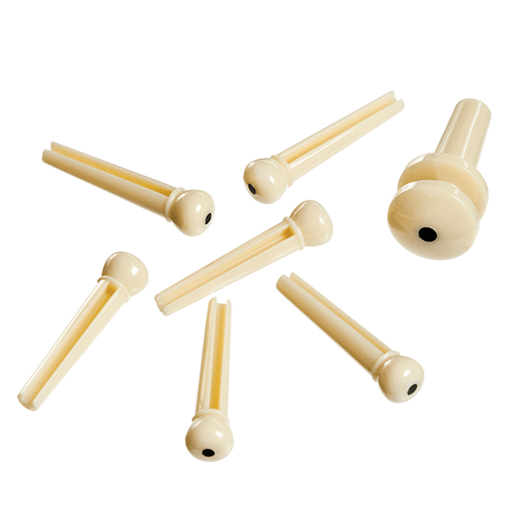 D'Addario Plastic Bridge Pins (Ivory with Ebony Dot)
