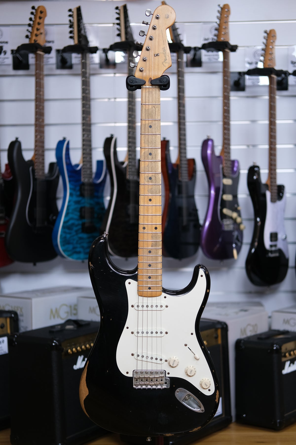 Fender Road Worn 50’s Stratocaster Electric Guitar (Black) (Pre-Owned, 2010 MIM)