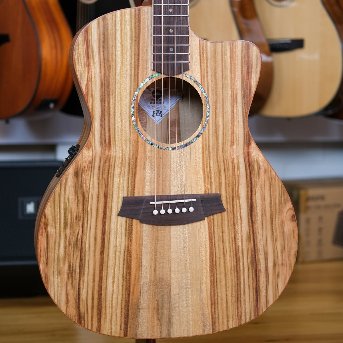 Cole Clark Studio Grand Auditorium Acoustic Electric Guitar with Deluxe Gig Bag (All Solid Camphor Laurel)