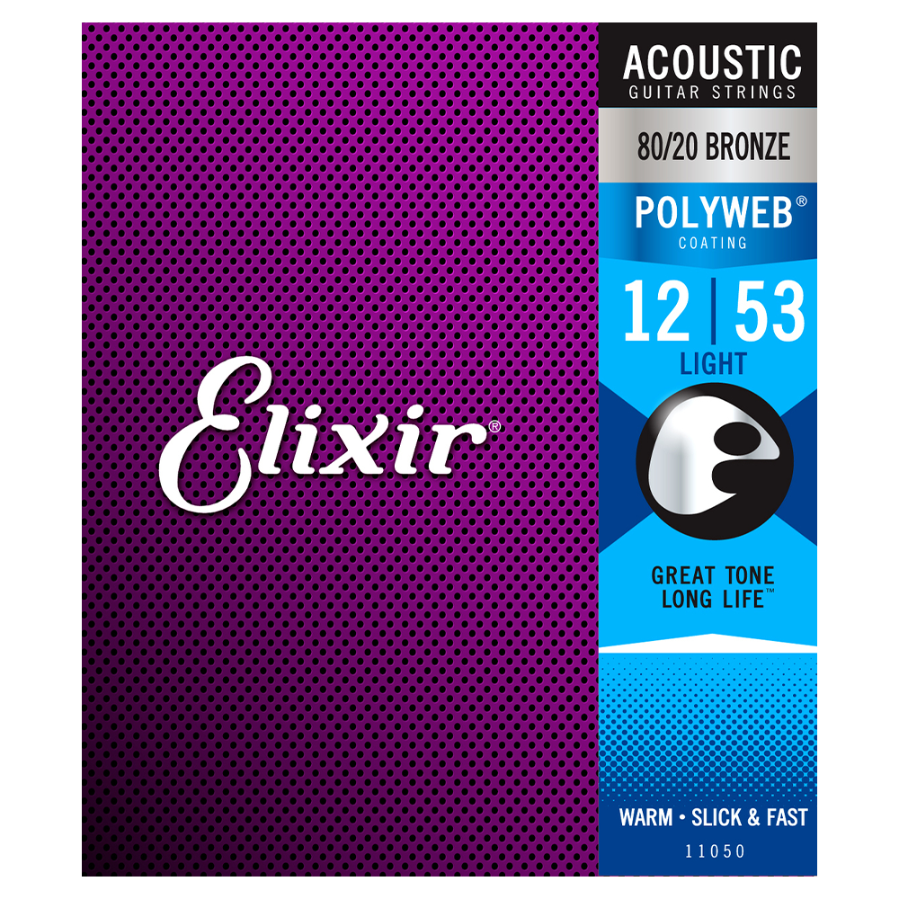 Elixir Polyweb 80/20 Bronze Light Acoustic Guitar Strings (12/53)