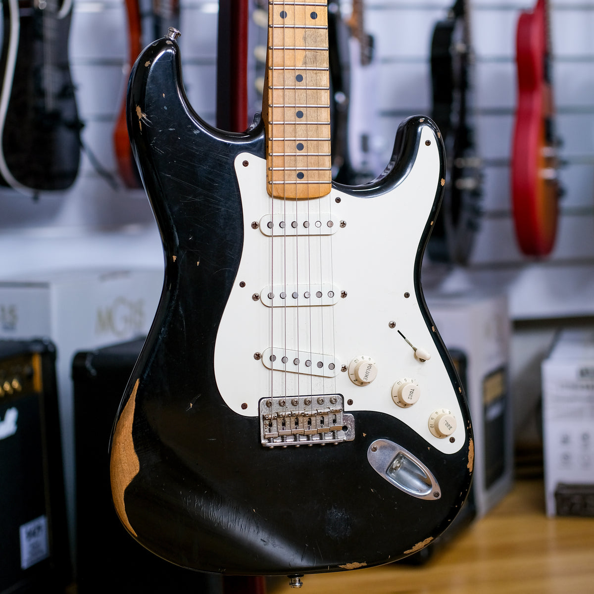 Fender Road Worn 50’s Stratocaster Electric Guitar (Black) (Pre-Owned, 2010 MIM)