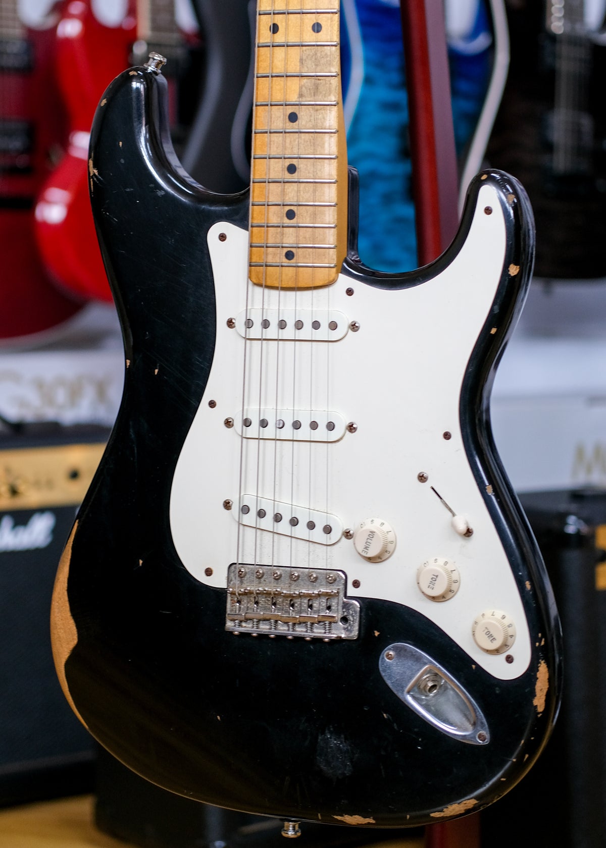 Fender Road Worn 50’s Stratocaster Electric Guitar (Black) (Pre-Owned, 2010 MIM)
