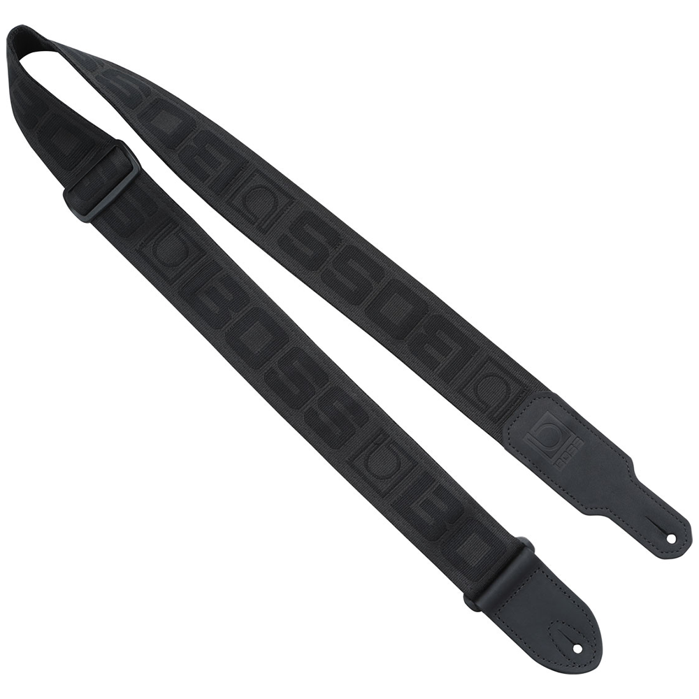 Boss Monogram Guitar Strap (Black with Black Logo)