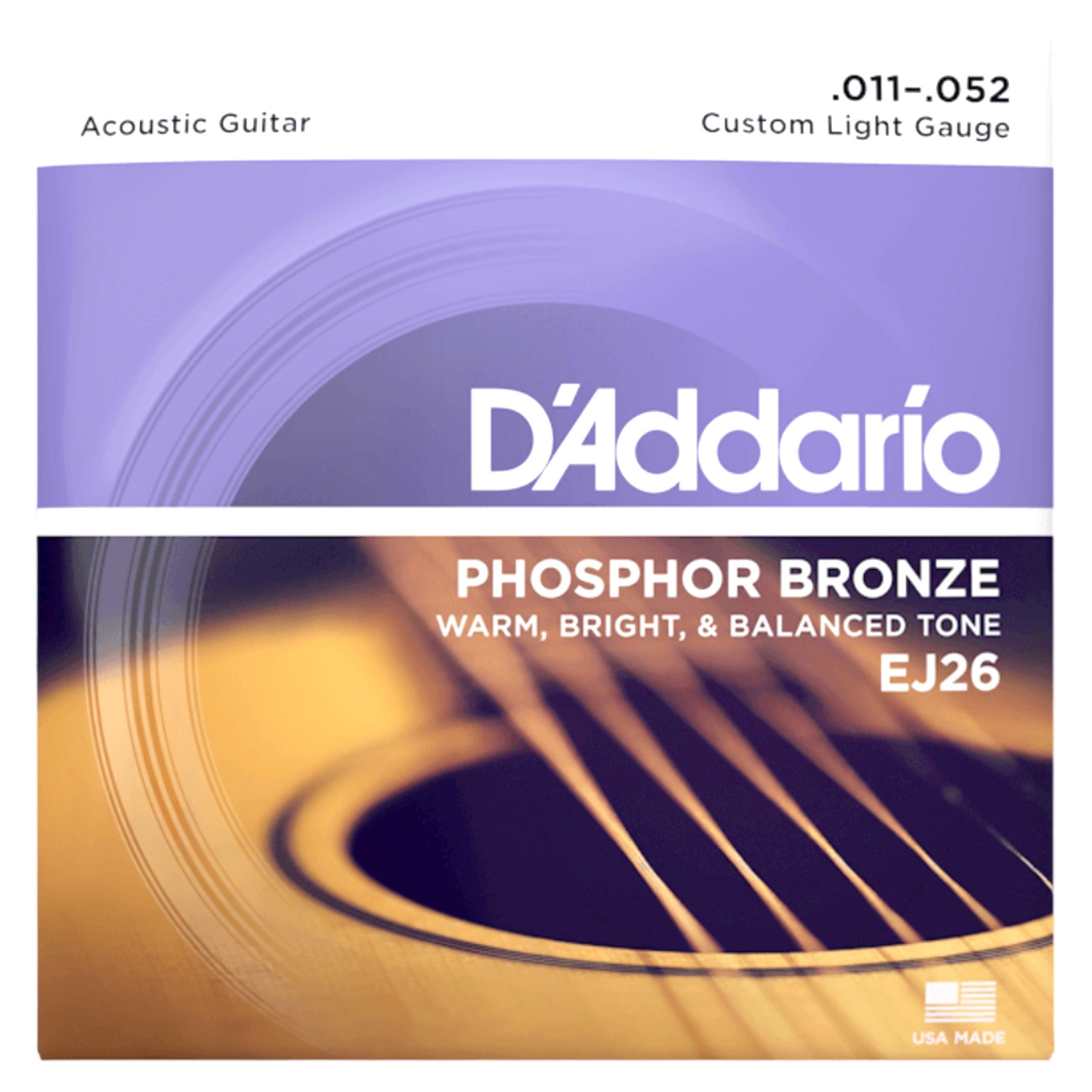 D'Addario EJ26 Phosphor Bronze Custom Light Acoustic Guitar Strings (11/52)