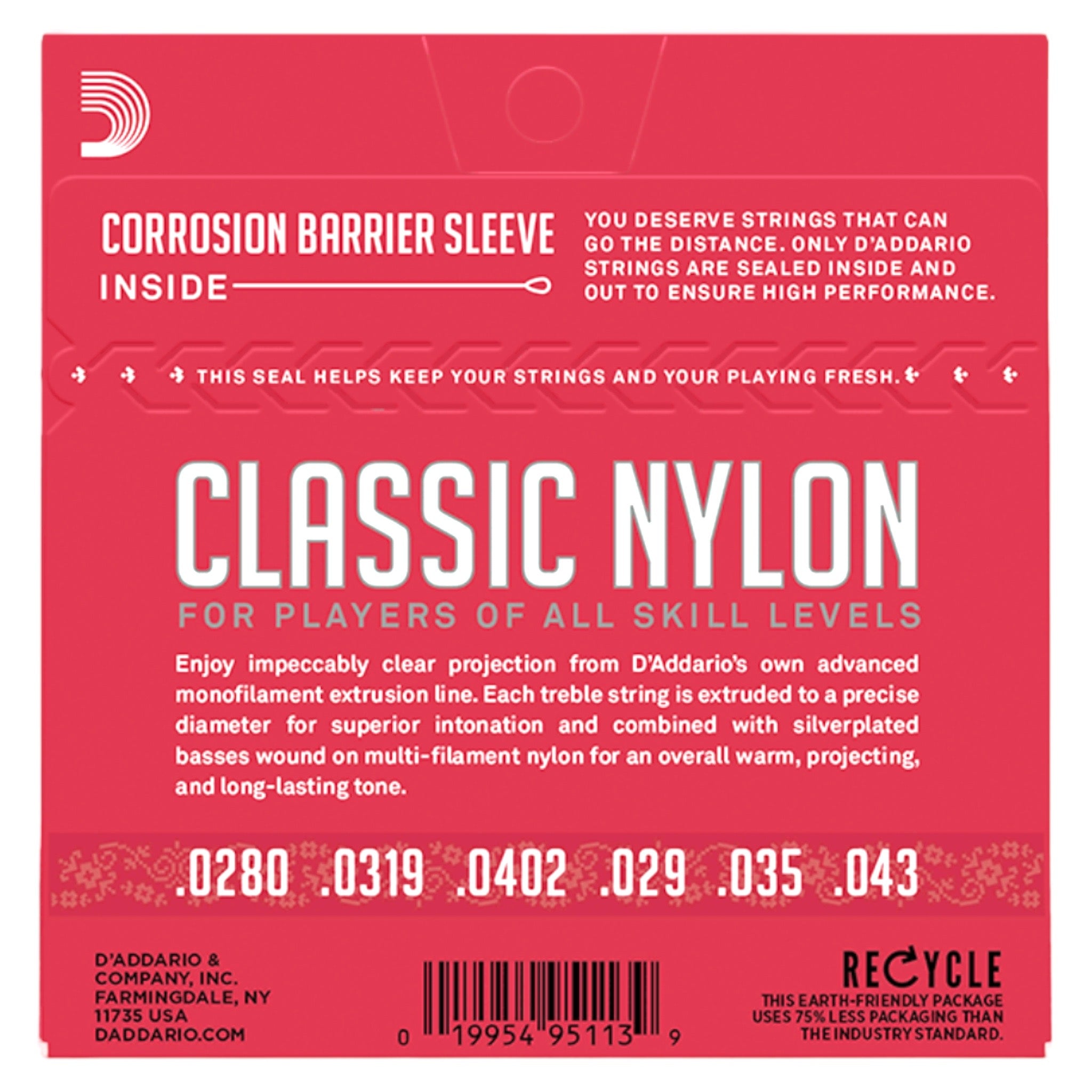 D'Addario EJ27N Classic Nylon Classical Guitar Strings (Normal Tension)