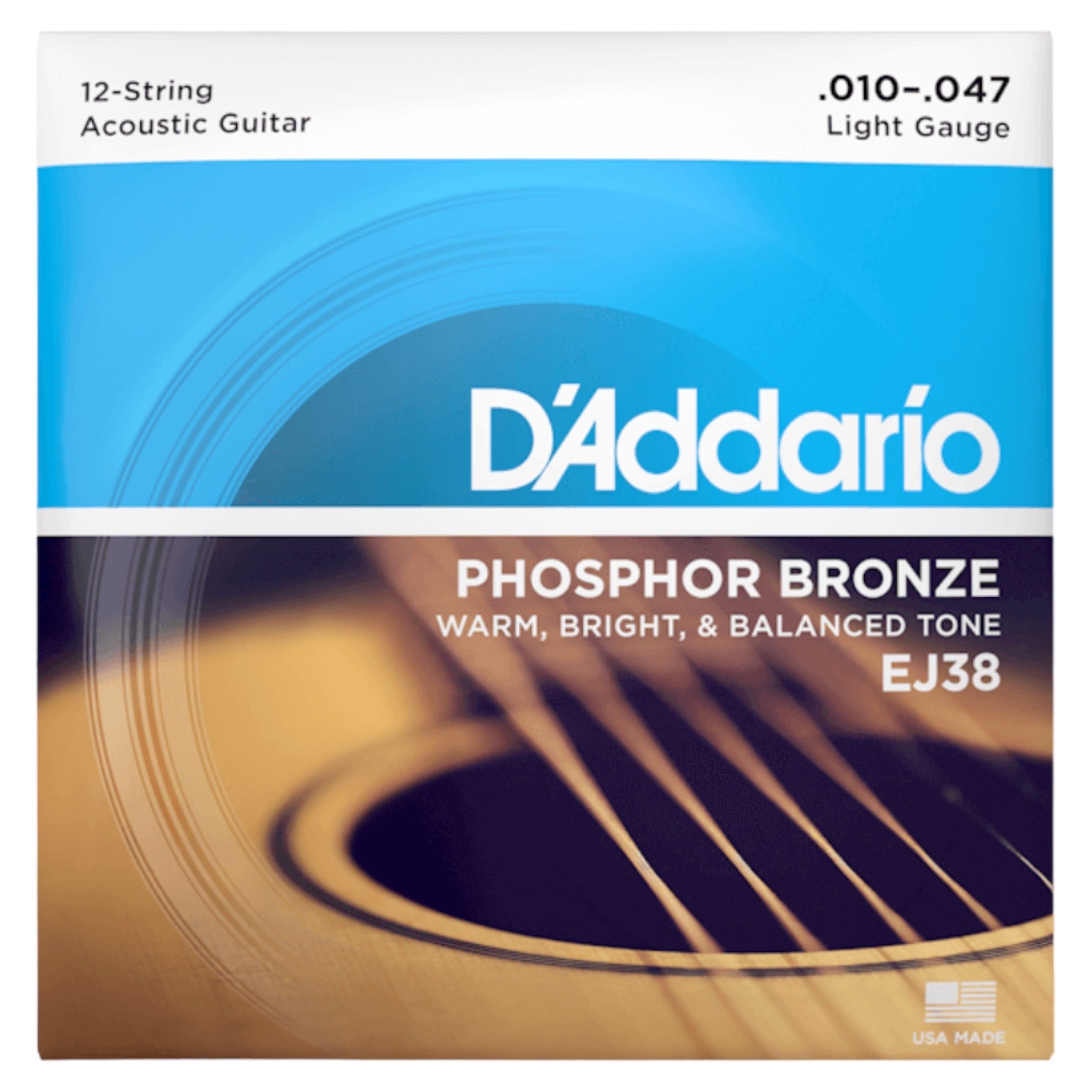 D'Addario EJ38 Phosphor Bronze Light 12-String Acoustic Guitar Strings (10/47)