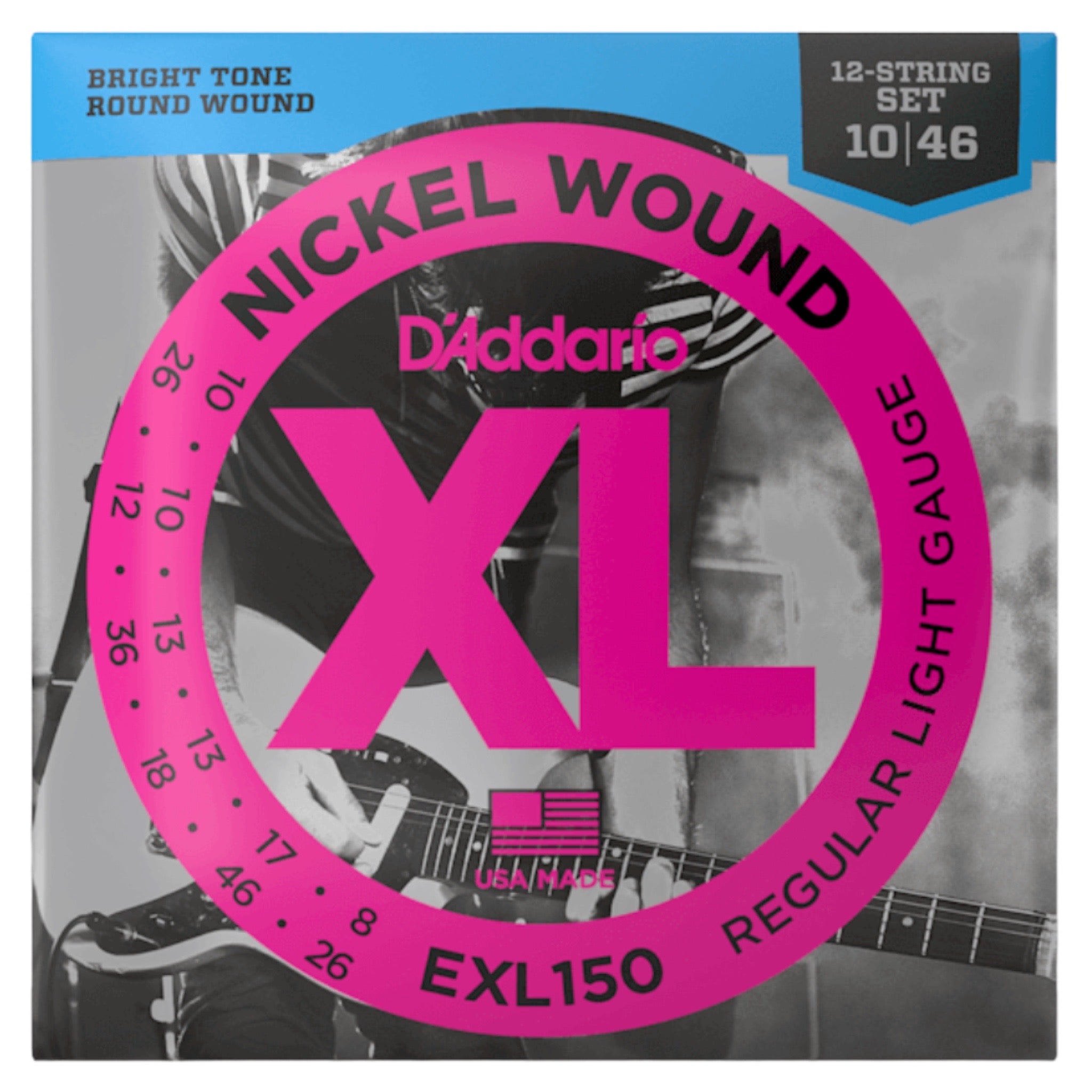 D'Addario EXL150 Regular Light 12-String Electric Guitar Strings (10/46)