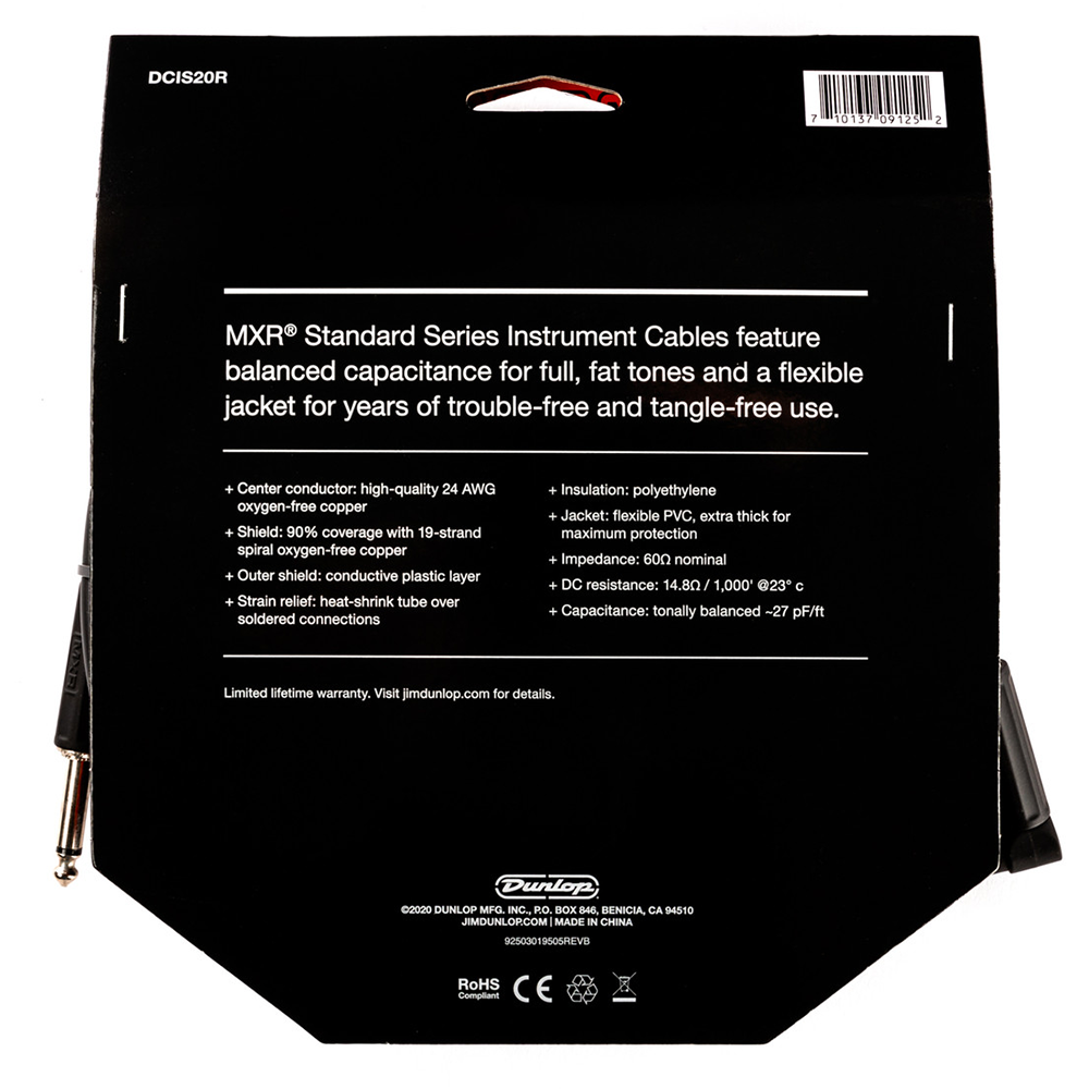 MXR 20ft Standard Instrument Cable (Straight to Right Angle)