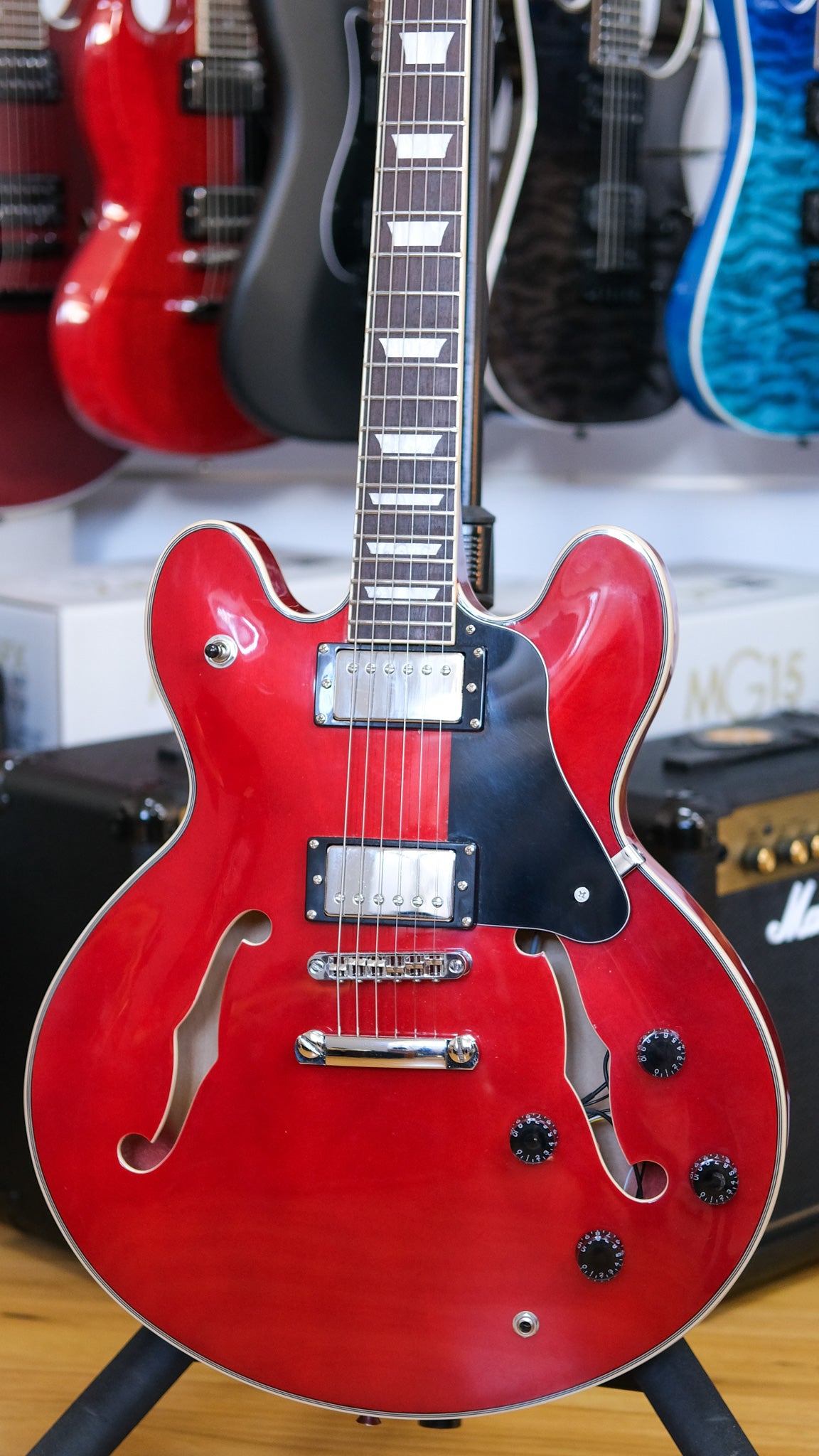J&D Luthier 'ES' Semi-Hollow Legacy Electric Guitar (Cherry Red) (Pre-Owned)