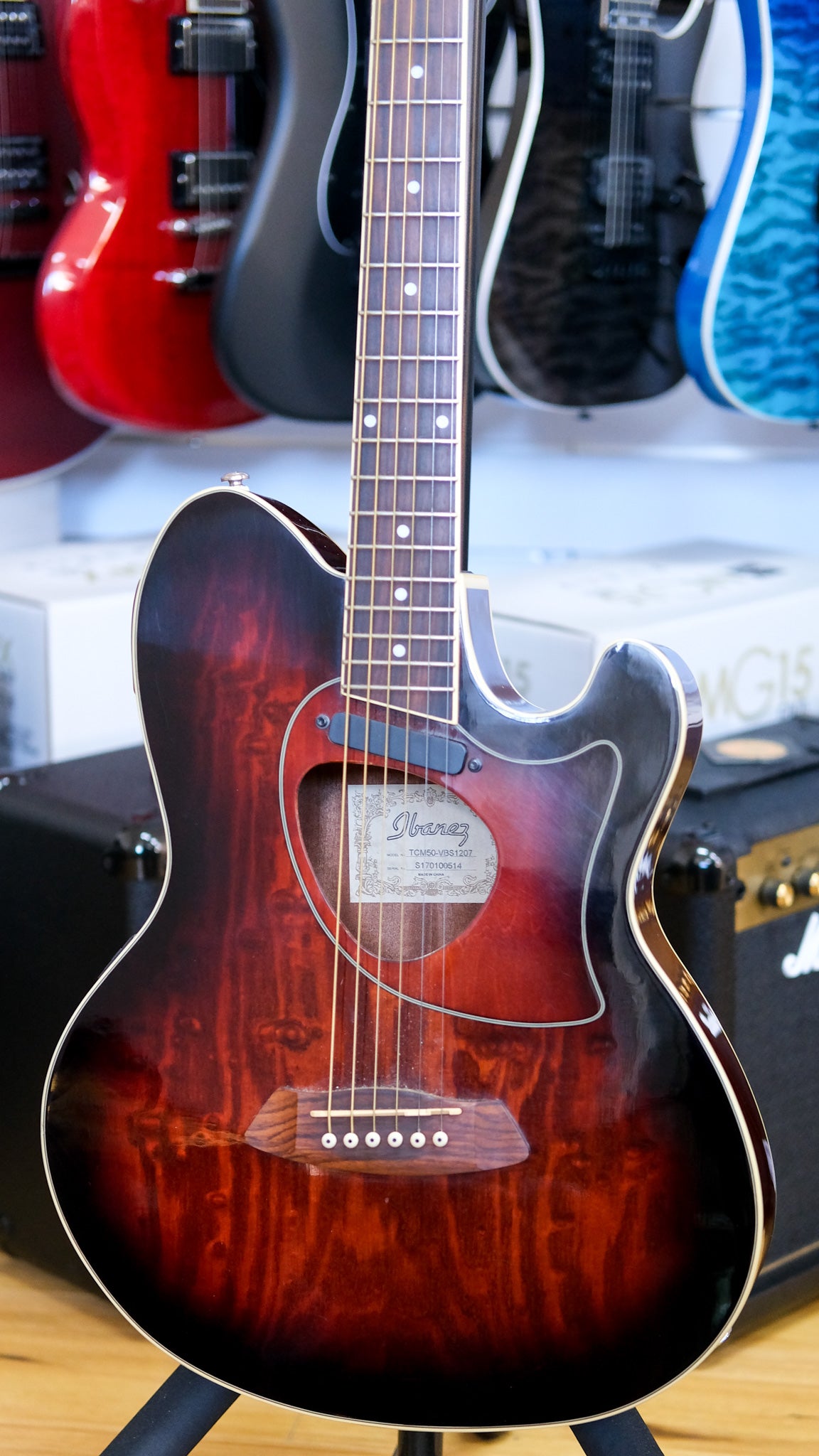 Ibanez Talman TCM-50 Acoustic Electric Guitar (Vintage Brown Sunburst) (Pre-Owned)