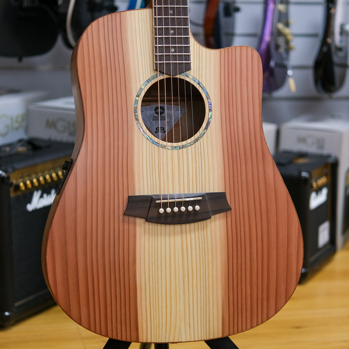 Cole Clark Studio FL Dreadnought Acoustic Electric Guitar with Deluxe Gig Bag (Solid Redwood/Solid Maple)