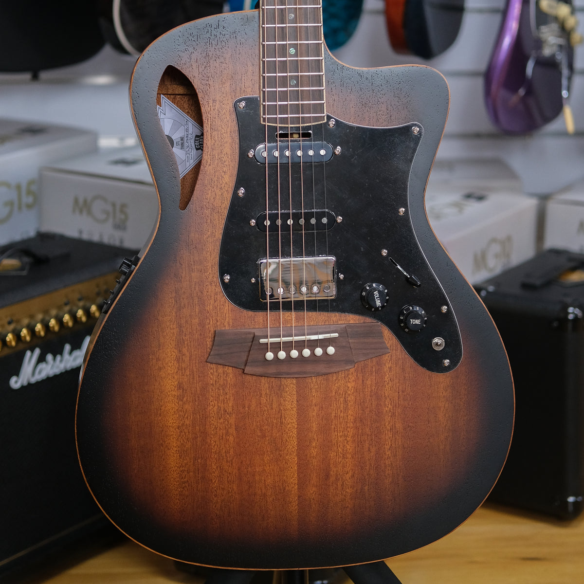Cole Clark Studio True Hybrid Acoustic Electric Guitar with Deluxe Gig Bag (All Solid Mahogany)