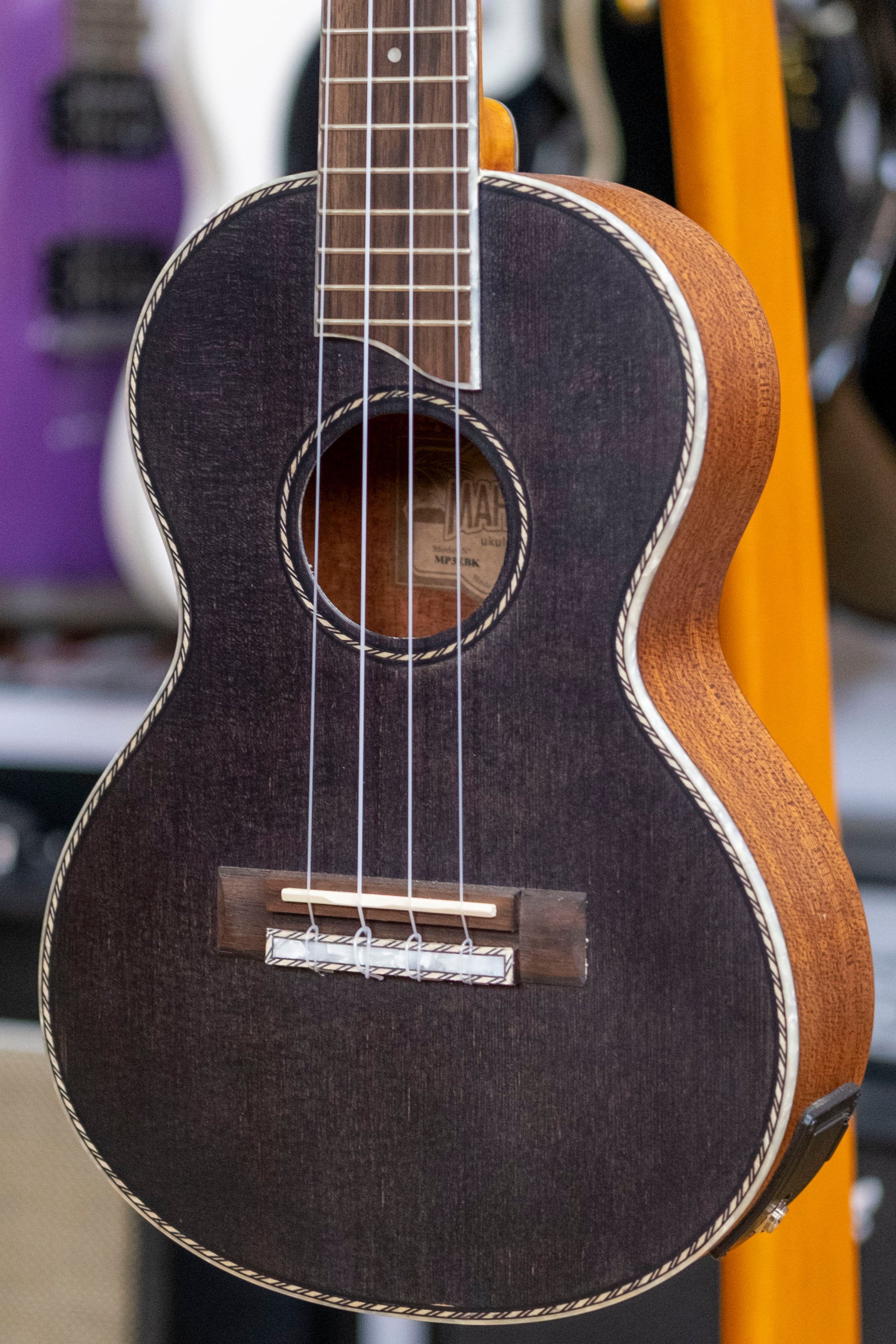 Mahalo Pearl Series Electric Tenor Ukulele with Bag (Black)