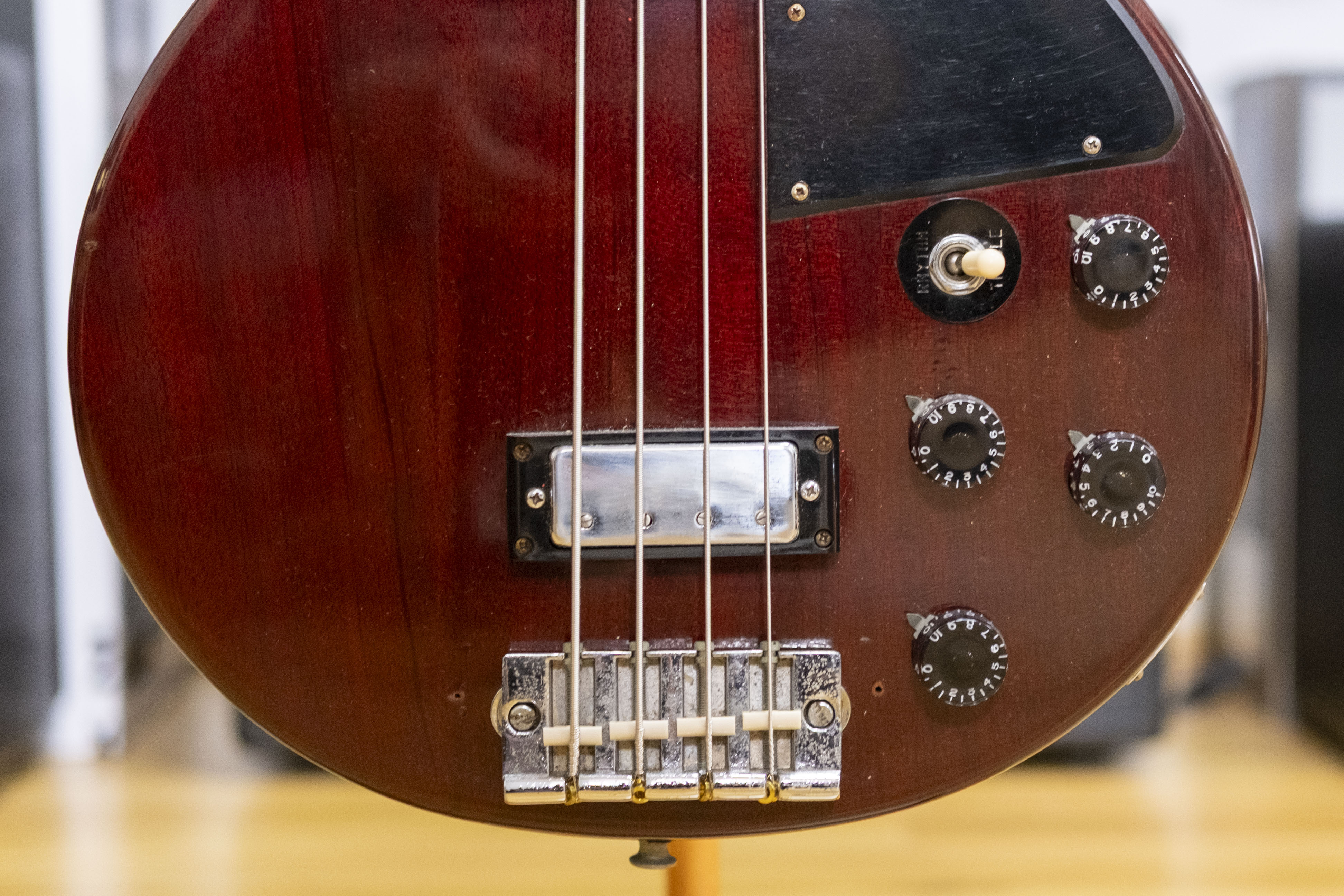 Greco TVB-600 Les Paul Jr. Style Bass Guitar (Cherry Red) (Pre-Owned, 1975 MIJ)