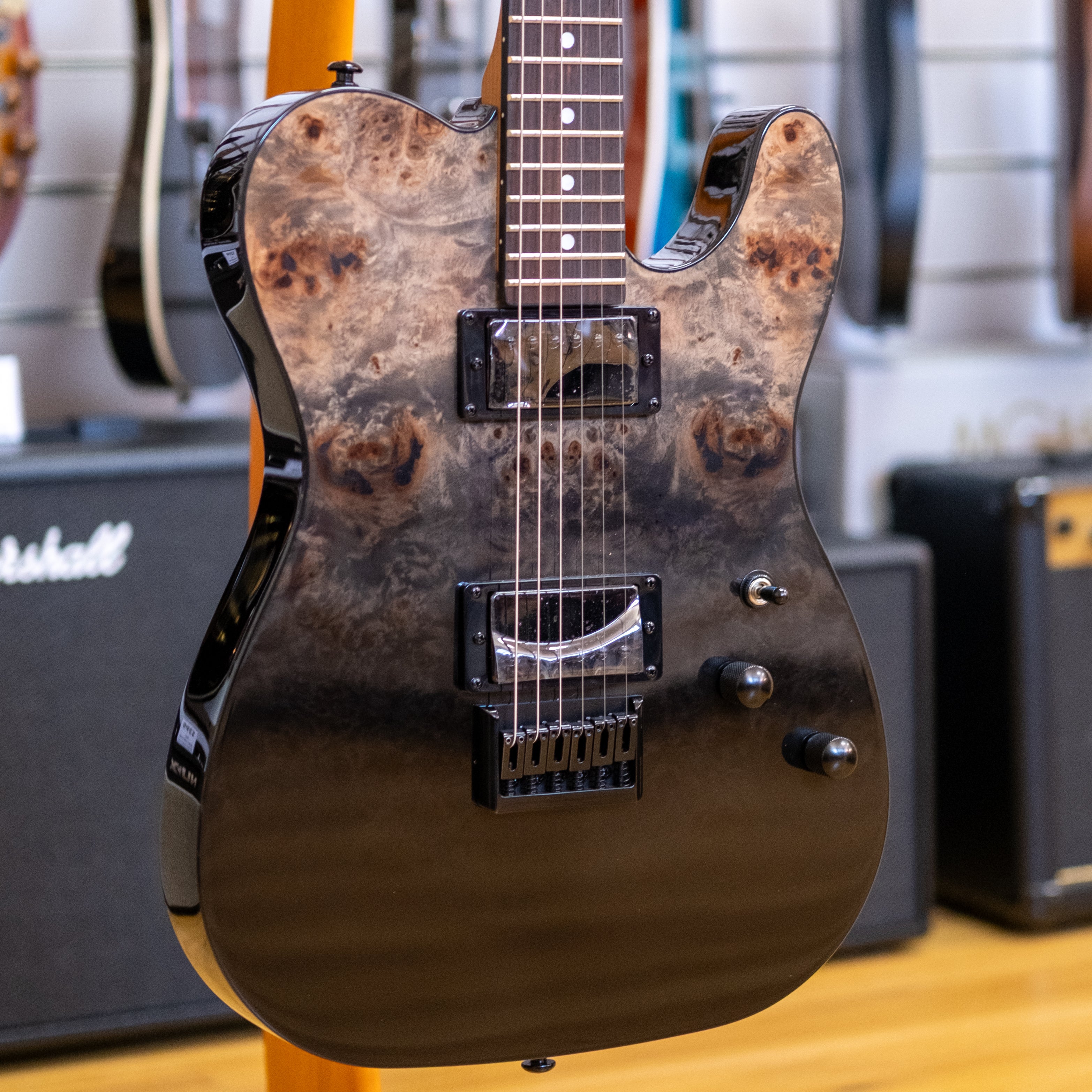 Schecter PT Standard Electric Guitar (Black Fade Burst Burl)