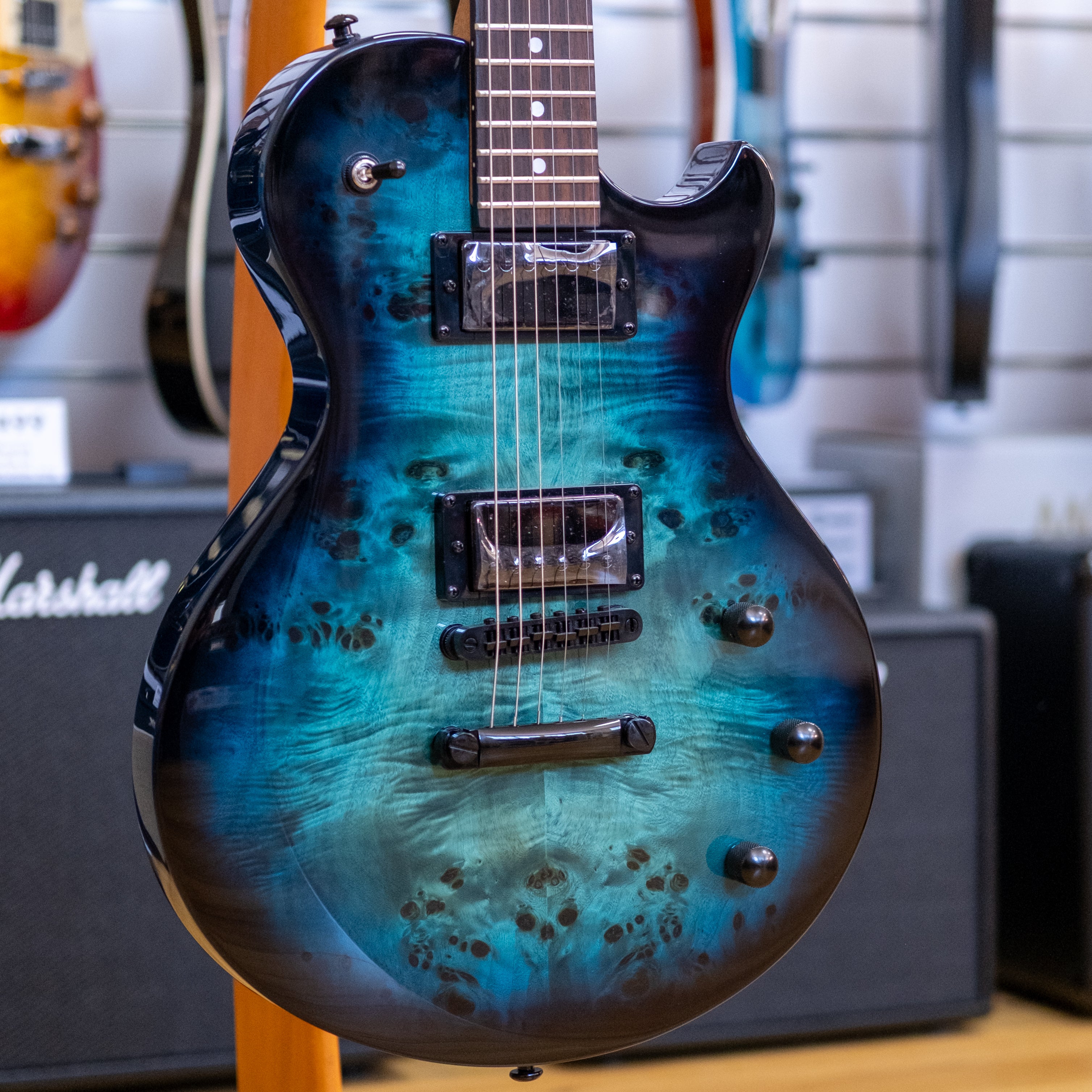 Schecter Solo-II Standard Electric Guitar (Ocean Blue Burst Burl)