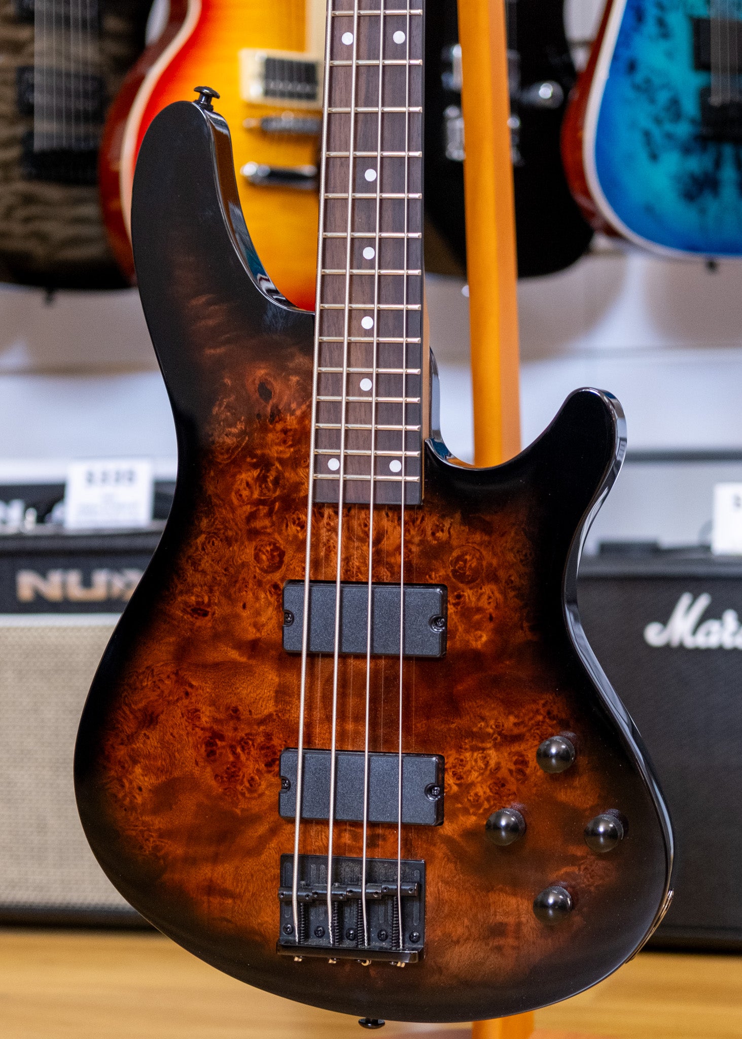 Schecter C-4 Standard Bass Guitar (Tobacco Burl)