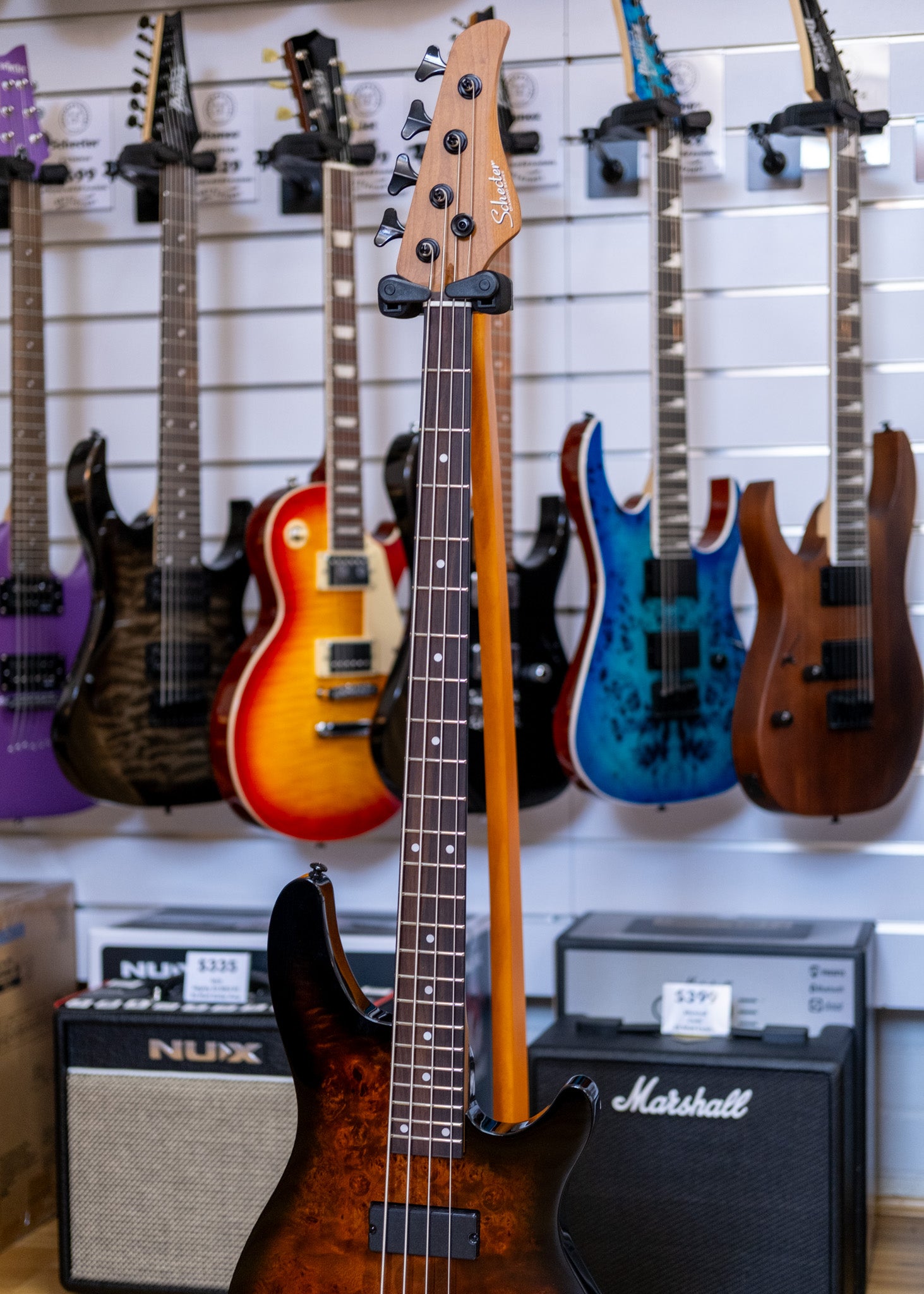 Schecter C-4 Standard Bass Guitar (Tobacco Burl)