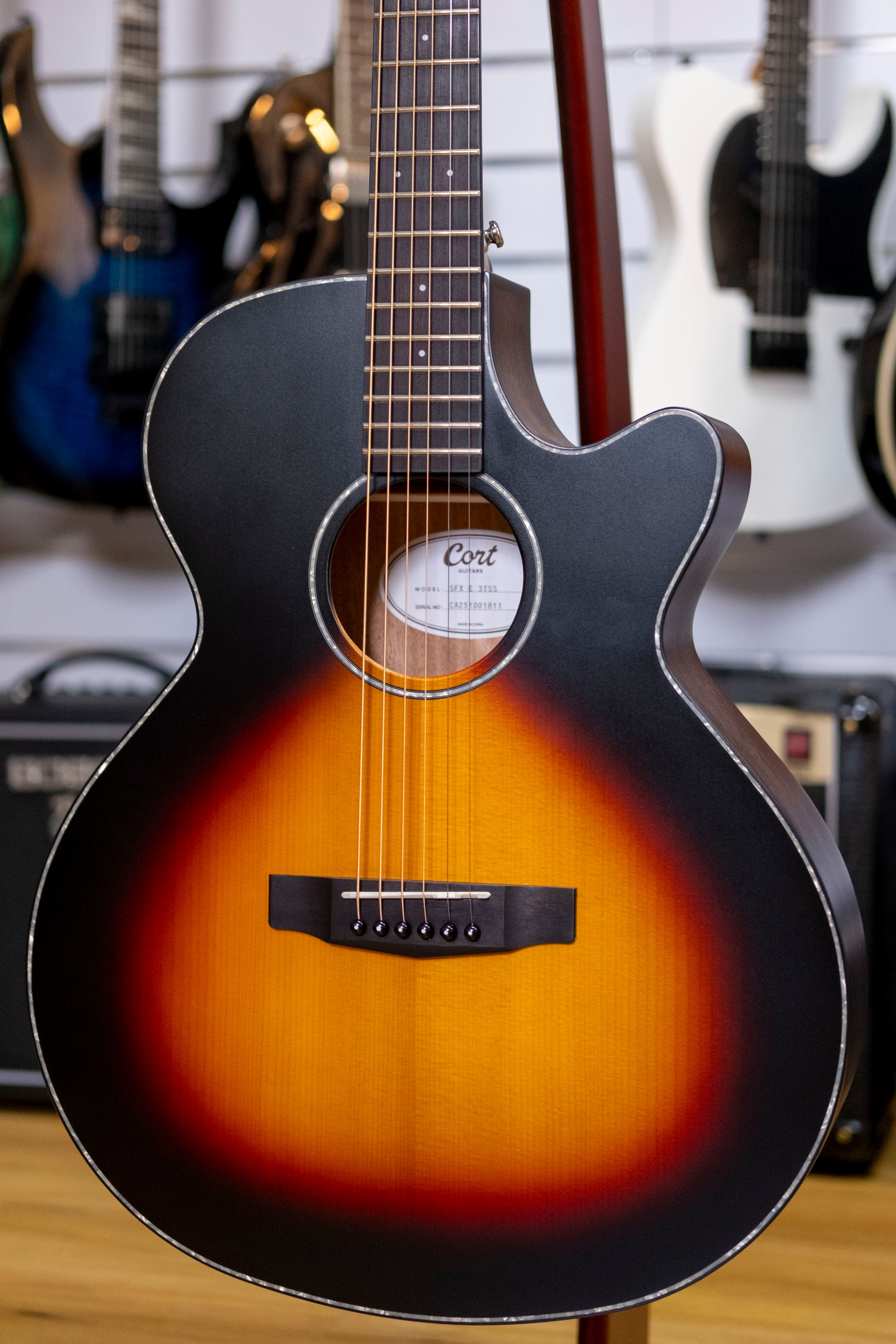 Cort SFX Series Slim Body Acoustic Electric Guitar (3-Tone Satin Suburst)