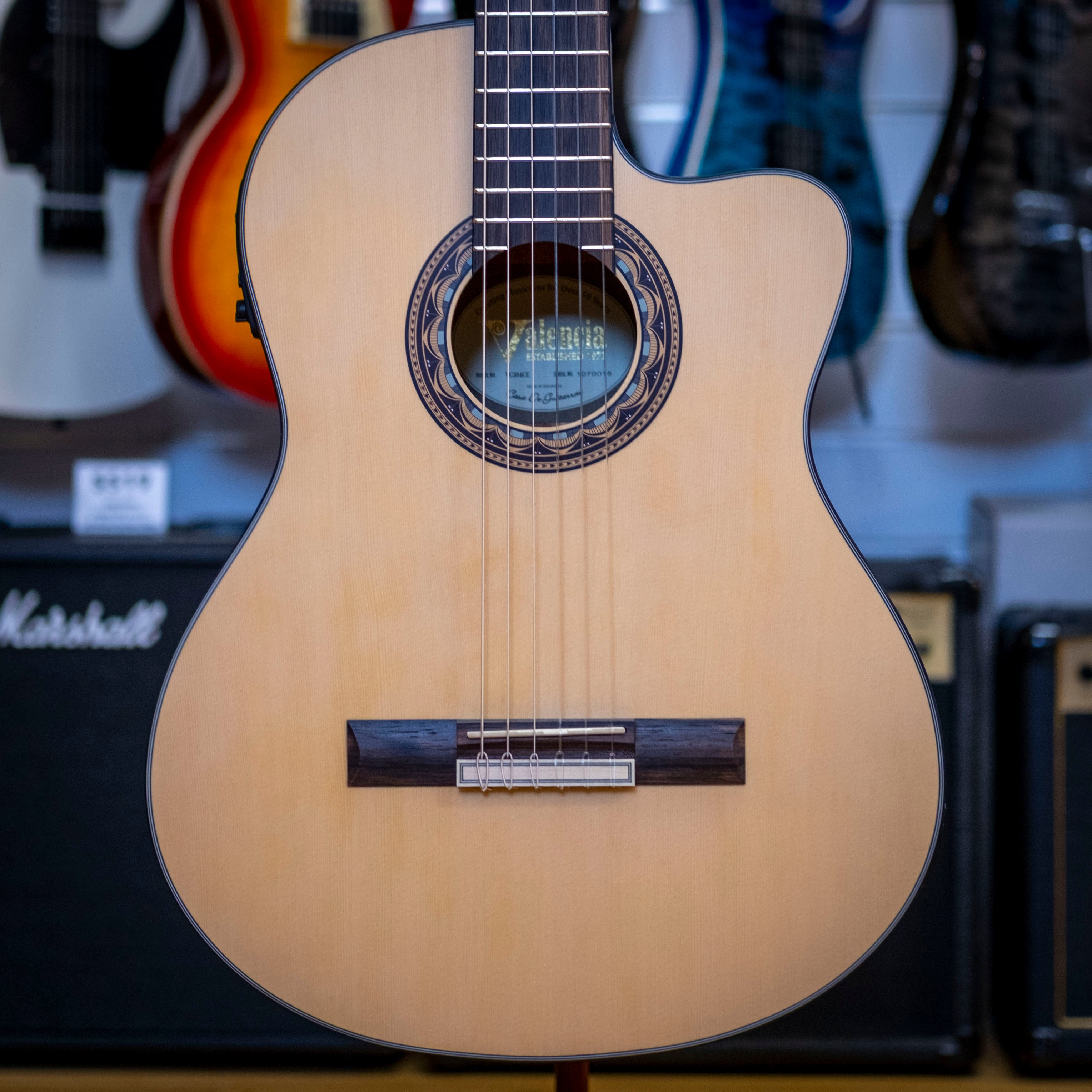 Valencia 300 Series Electric Nylon Classical Guitar (Natural Satin)