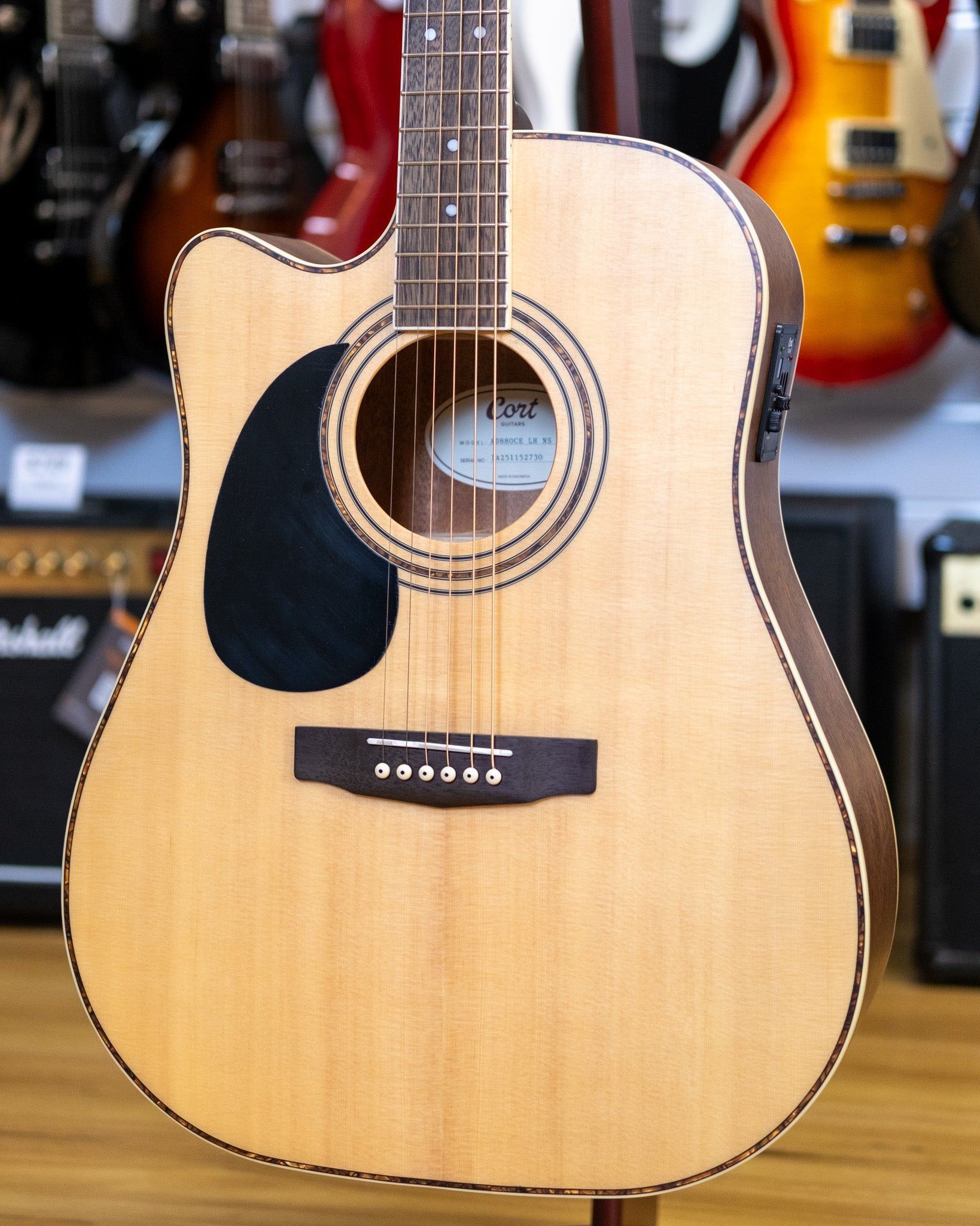 Cort AD880CE Left Handed Dreadnought Acoustic Electric Guitar (Natural Satin)