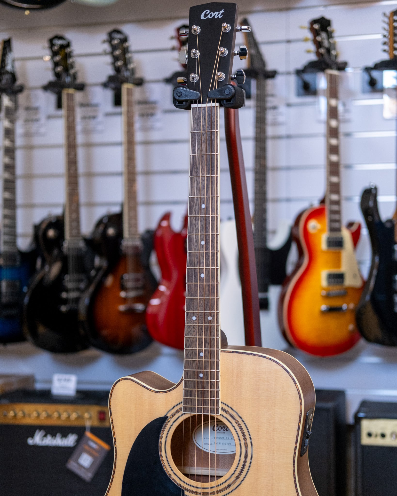 Cort AD880CE Left Handed Dreadnought Acoustic Electric Guitar (Natural Satin)