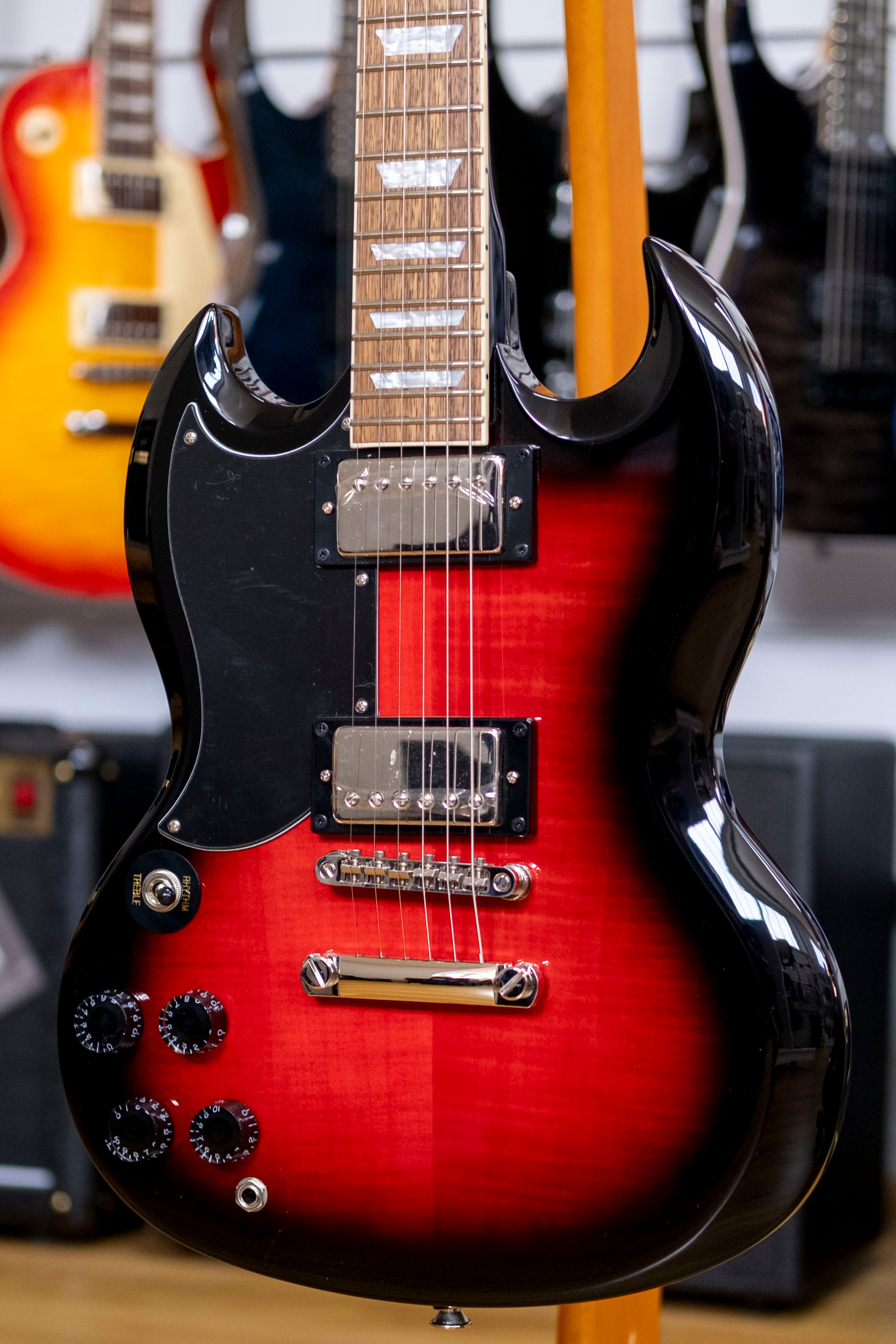 Epiphone SG Tribute Left Handed Electric Guitar (Cherry Burst)