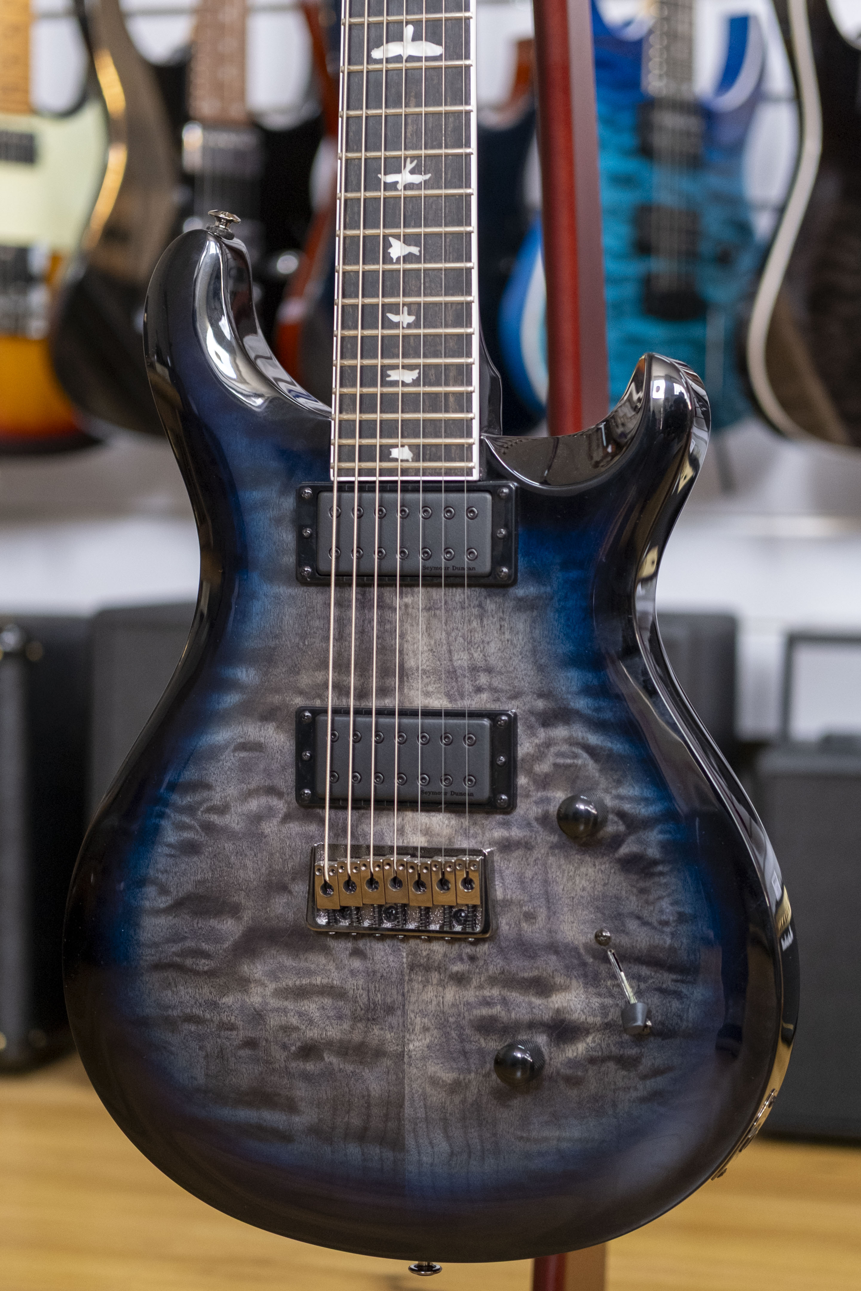 PRS SE Mark Holcomb SVN 7-String Electric Guitar with Gig Bag (Holcomb Blue Burst)