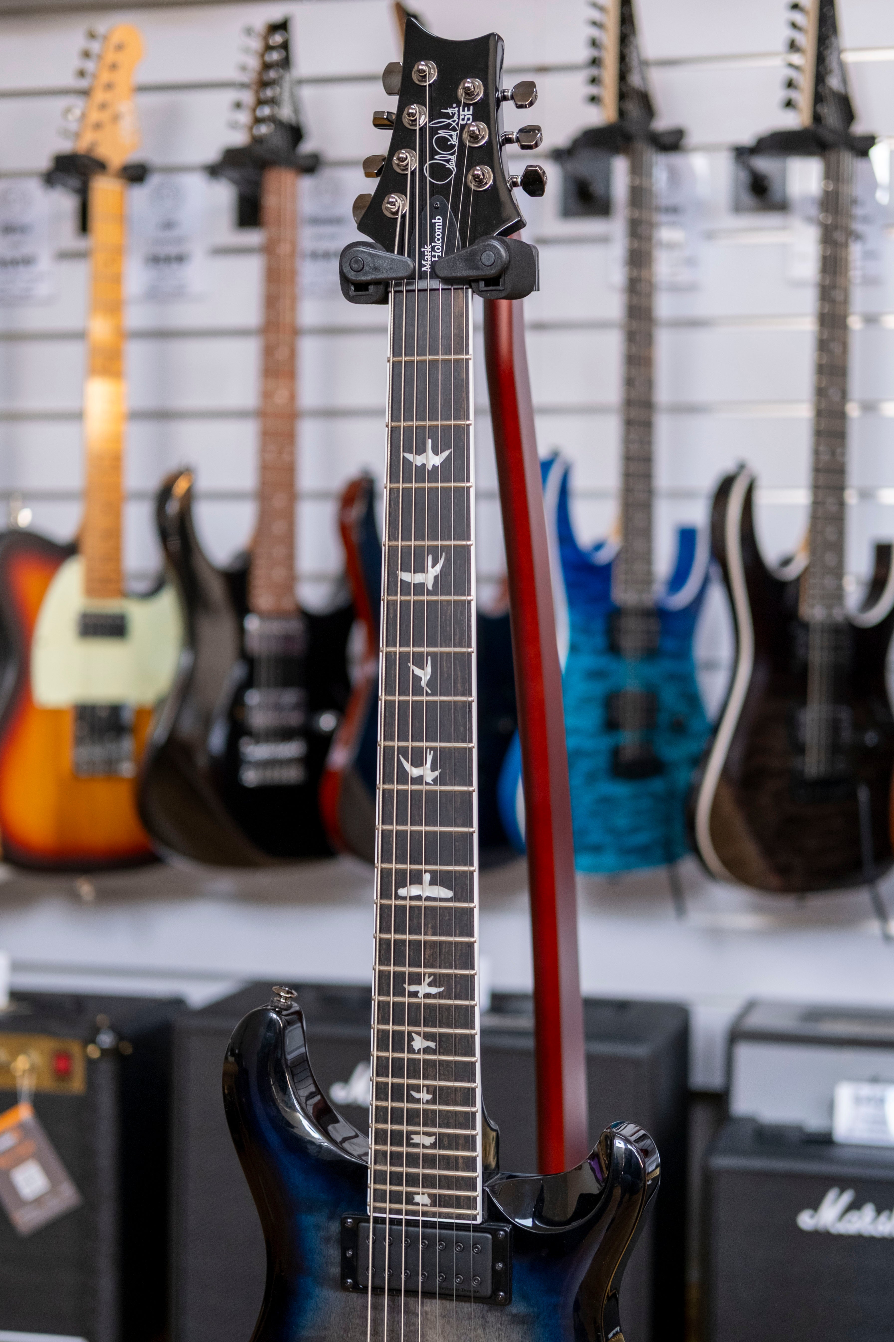 PRS SE Mark Holcomb SVN 7-String Electric Guitar with Gig Bag (Holcomb Blue Burst)