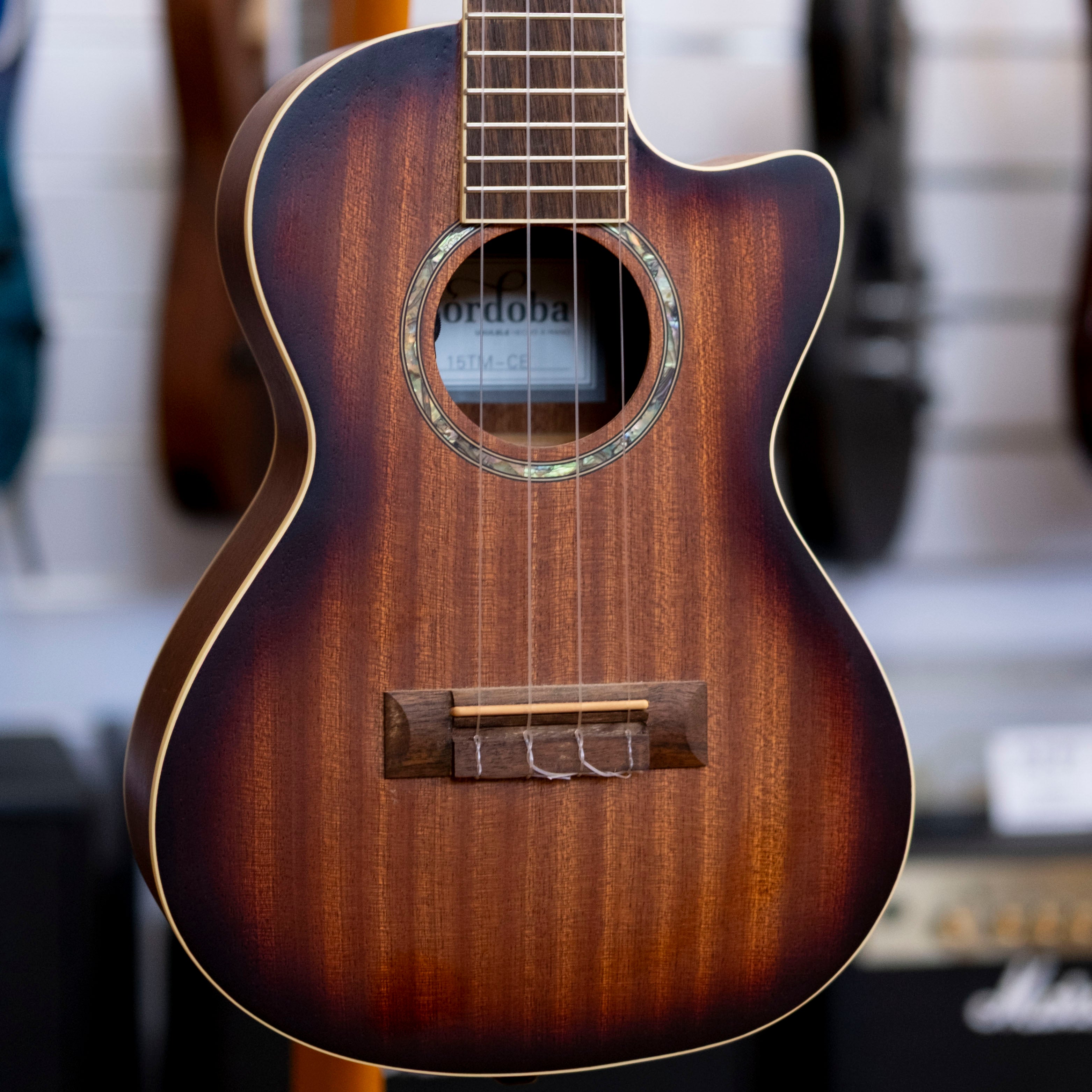 Cordoba 15TM-CE Electric Tenor Ukulele with Gig Bag (Edgeburst) (Pre-Owned)