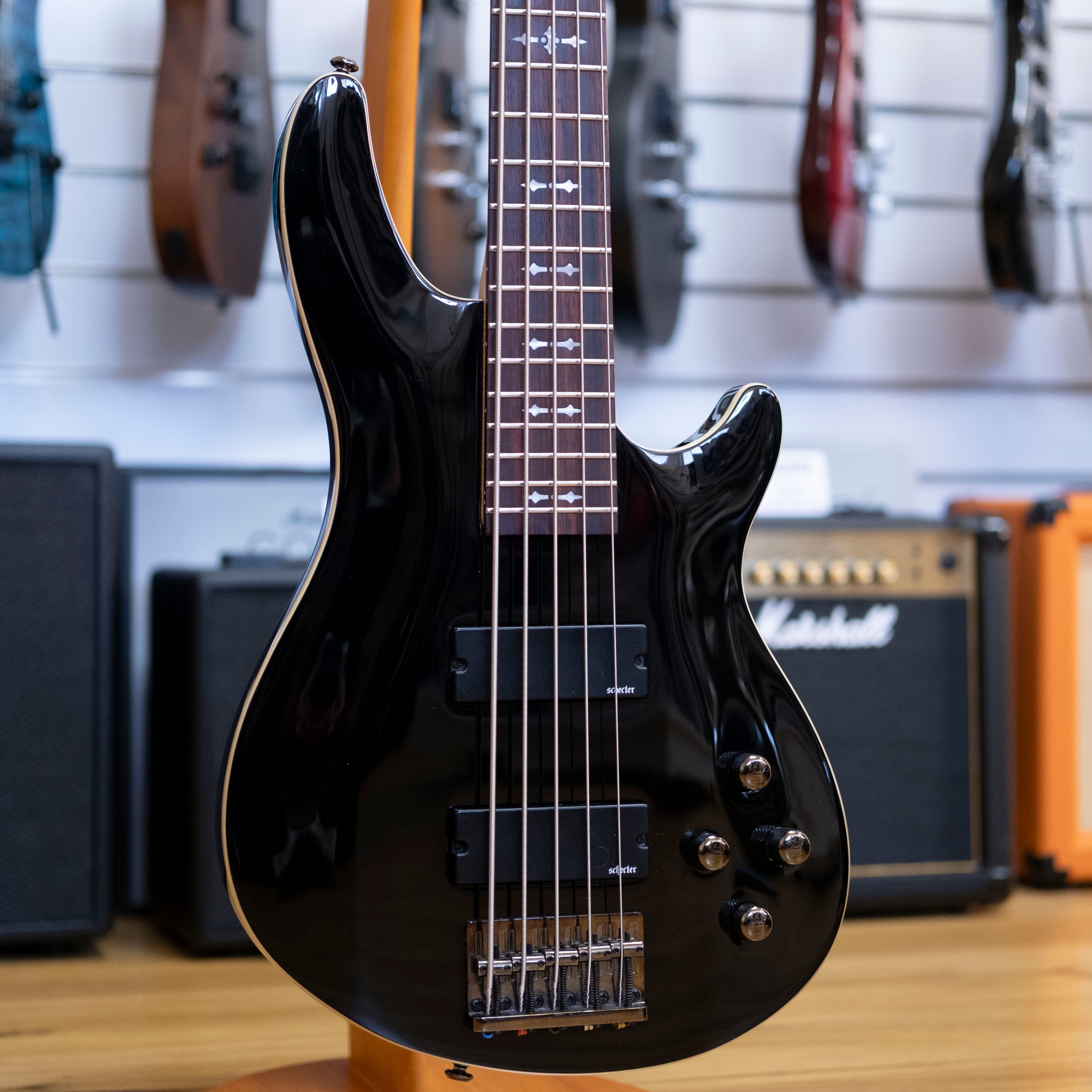 Schecter Diamond Series Omen-5 5-String Bass Guitar (Black) (Pre-Owned)