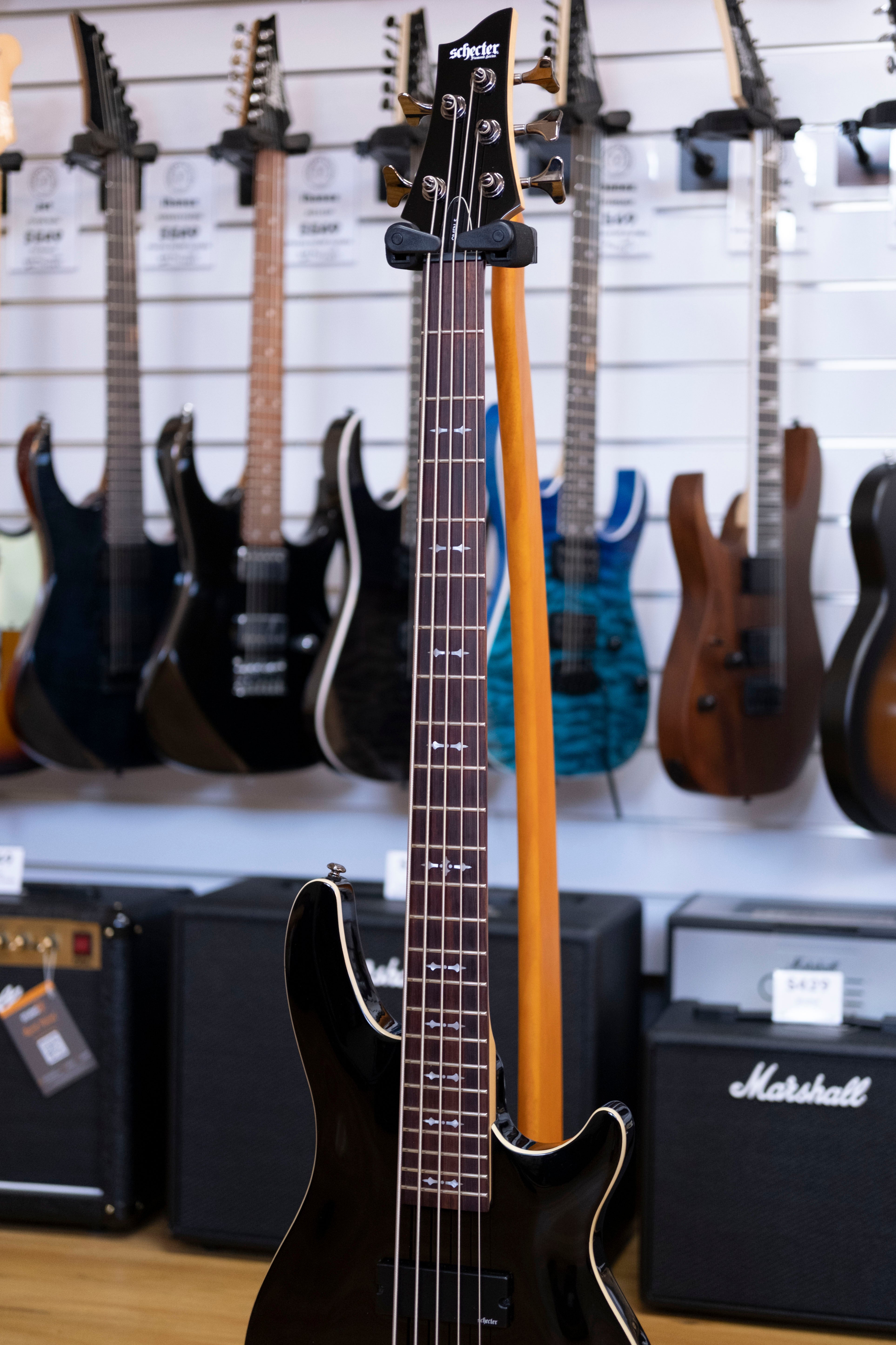 Schecter Diamond Series Omen-5 5-String Bass Guitar (Black) (Pre-Owned)