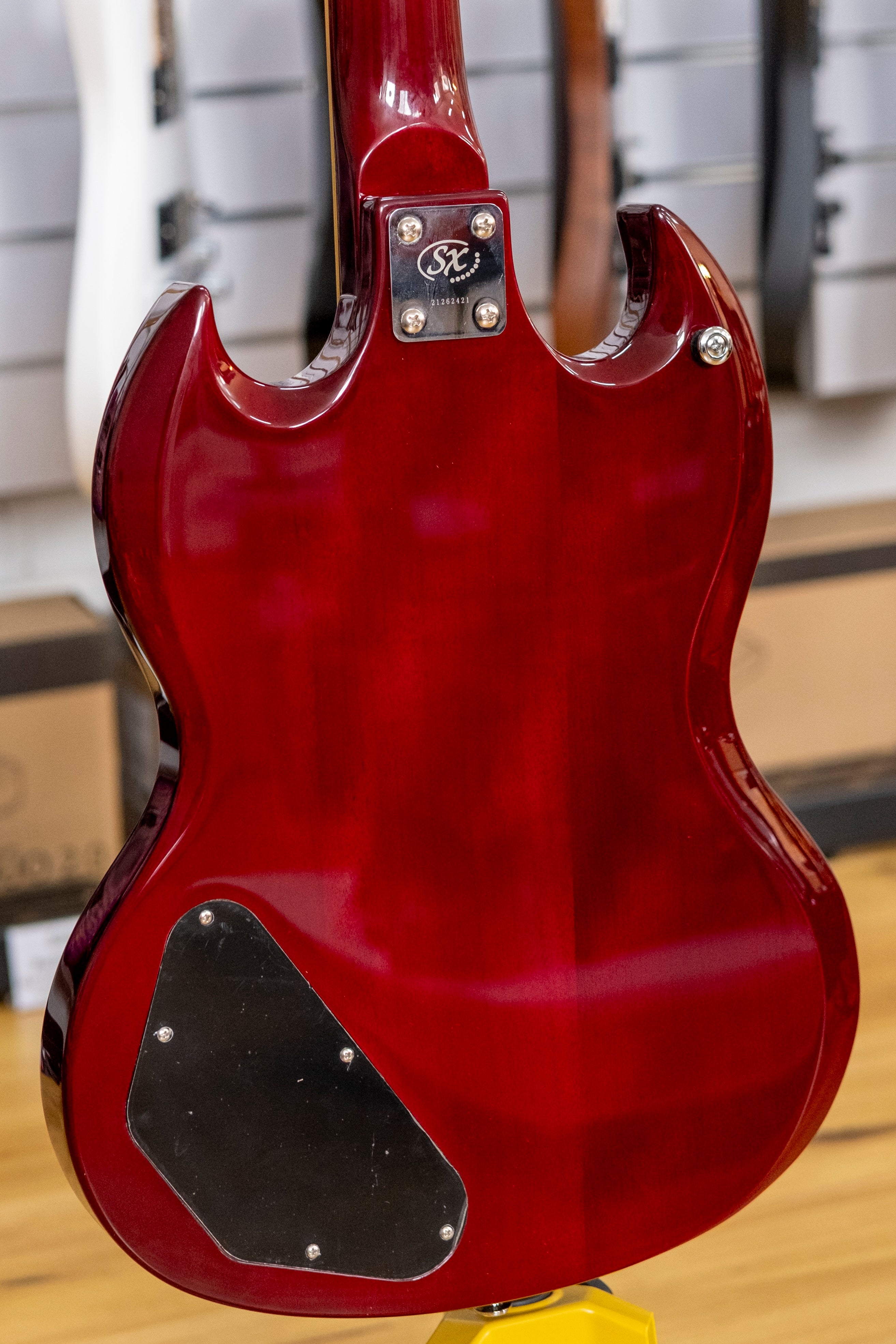 SX SG Style Electric Guitar with Accessories (Transparent Wine Red)