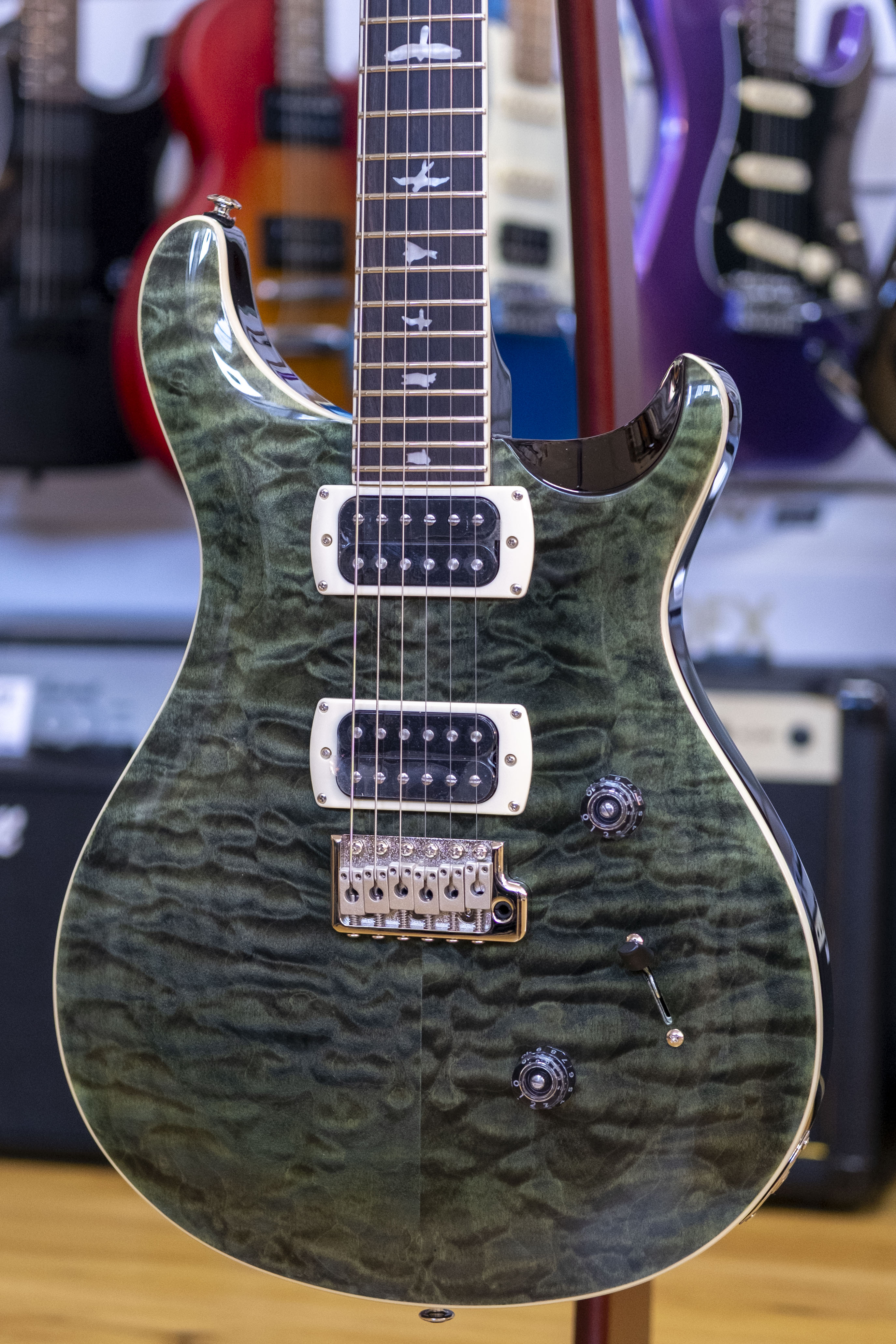 PRS SE Custom 24 Quilt Electric Guitar with Gig Bag (Teal Black)