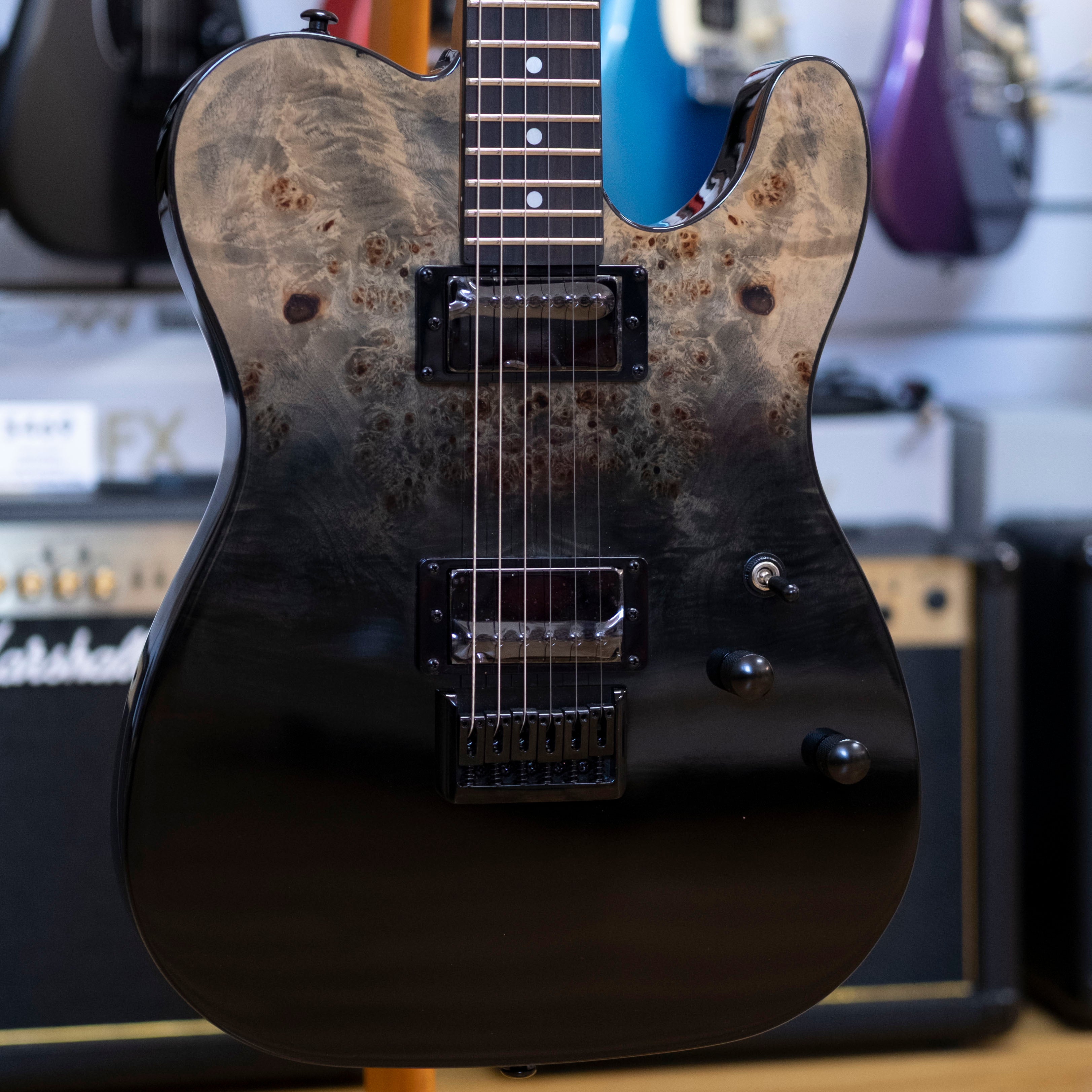 Schecter PT Standard Electric Guitar (Black Fade Burst Burl)